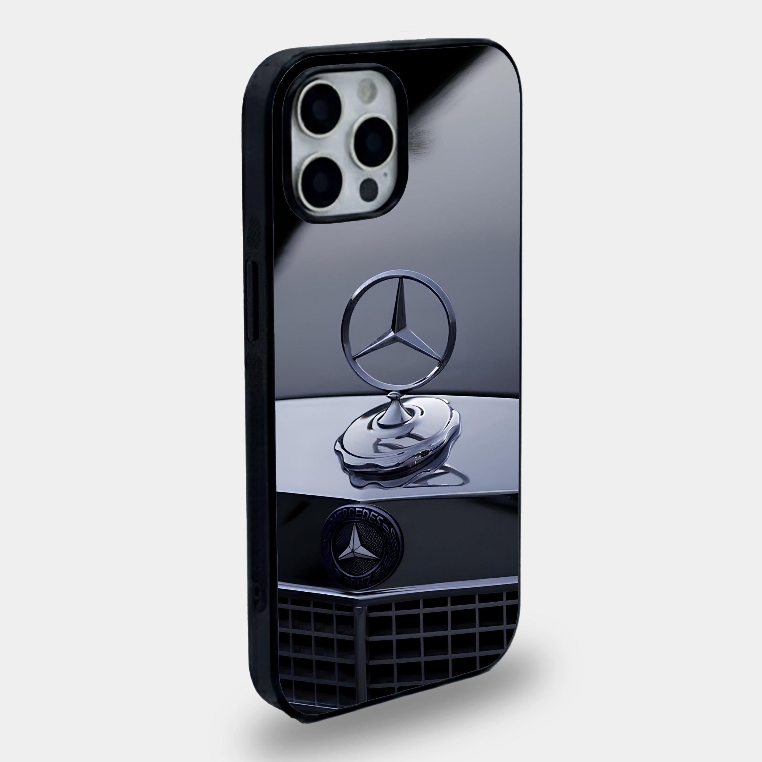 Vintage Mercedes Hood Ornament | Premium Glass iPhone & Samsung Mobile Cover Cas