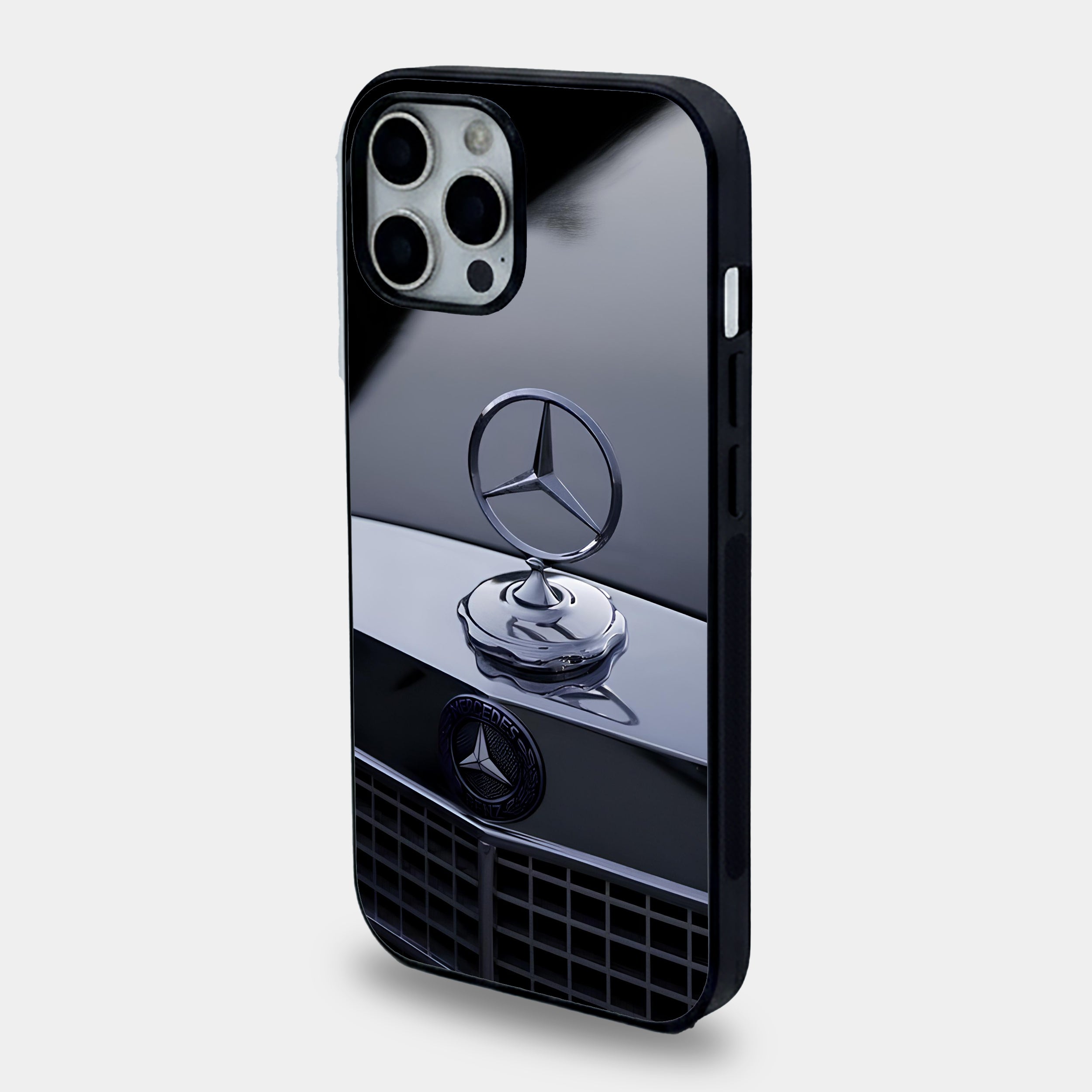 Vintage Mercedes Hood Ornament | Premium Glass iPhone & Samsung Mobile Cover Cas