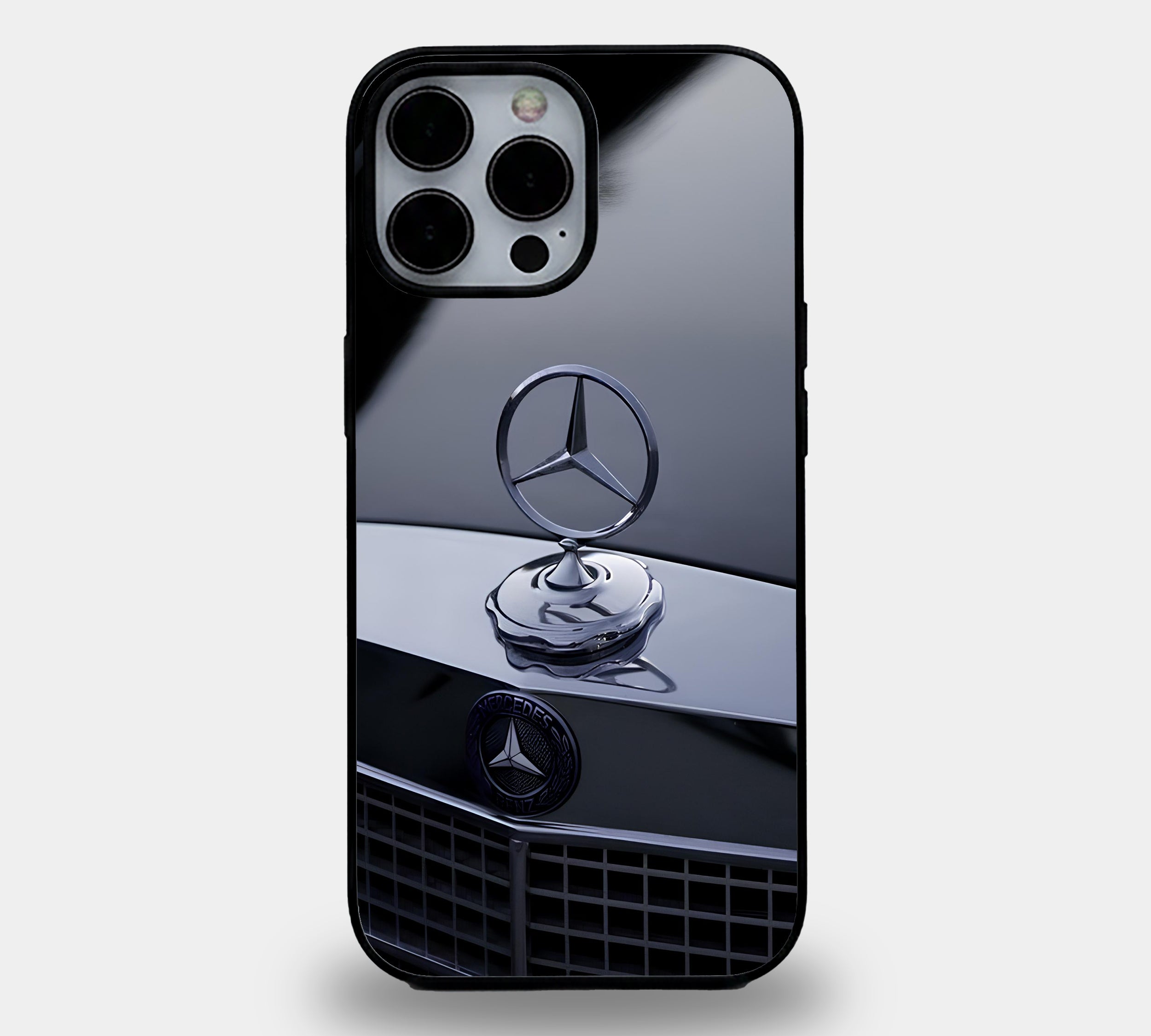 Vintage Mercedes Hood Ornament | Premium Glass iPhone & Samsung Mobile Cover Cas