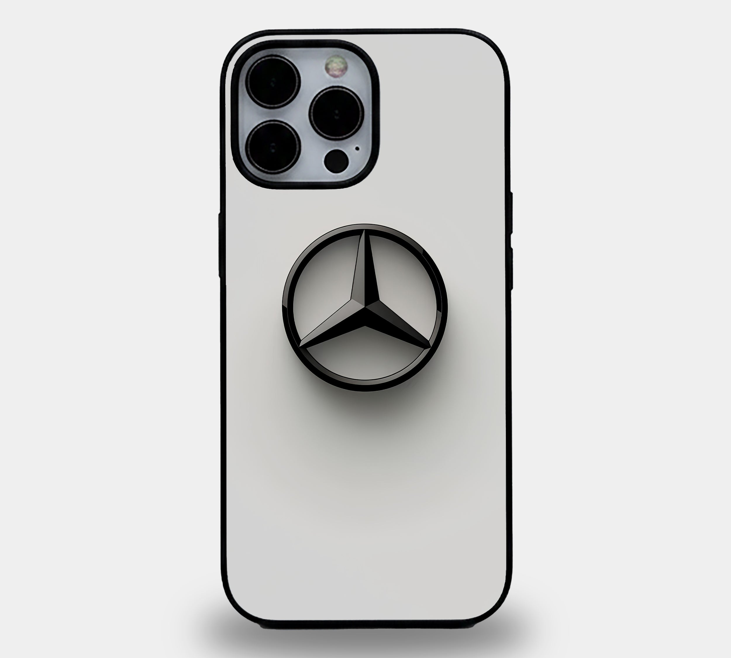 Minimalist White Mercedes Emblem Case