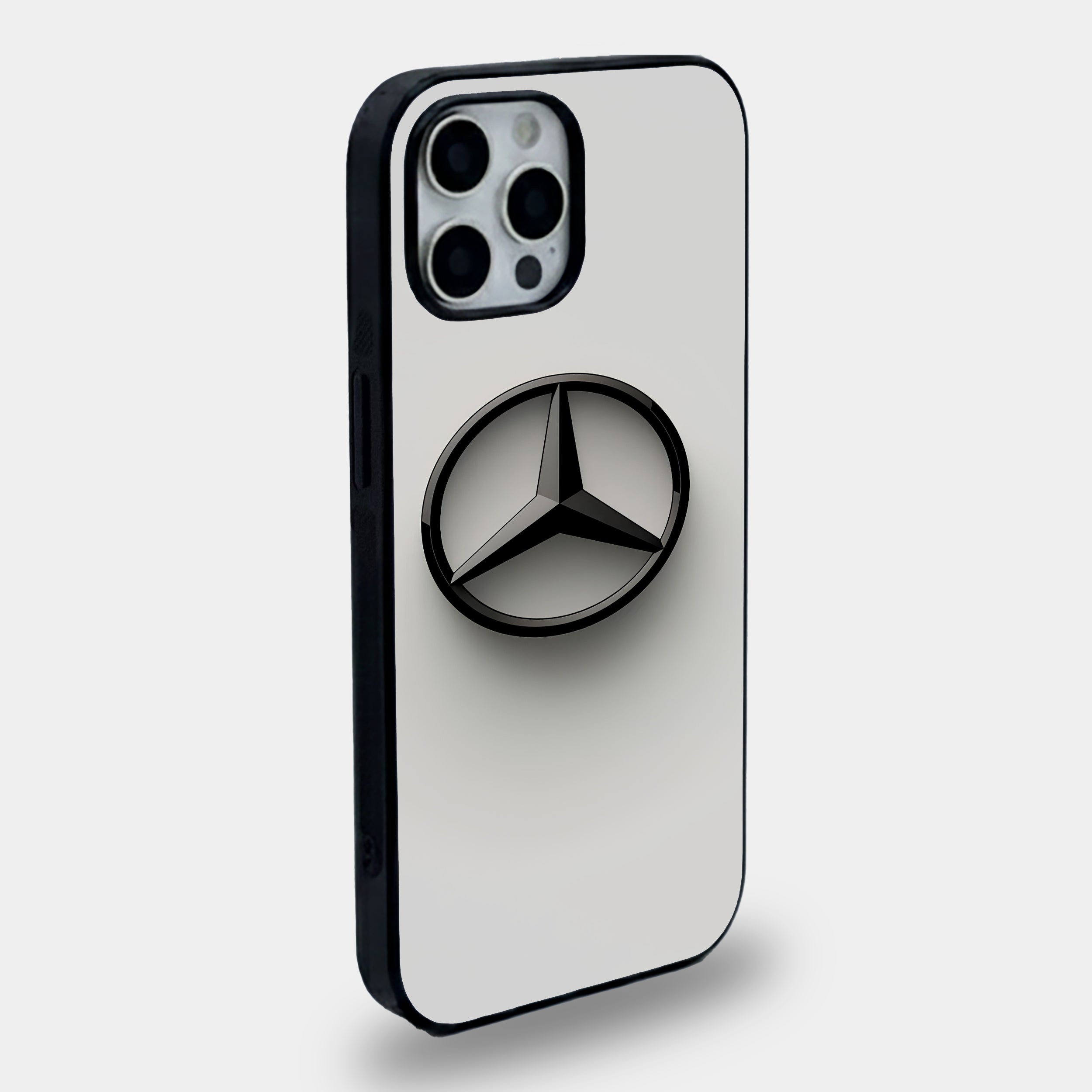 Minimalist White Mercedes Emblem Case