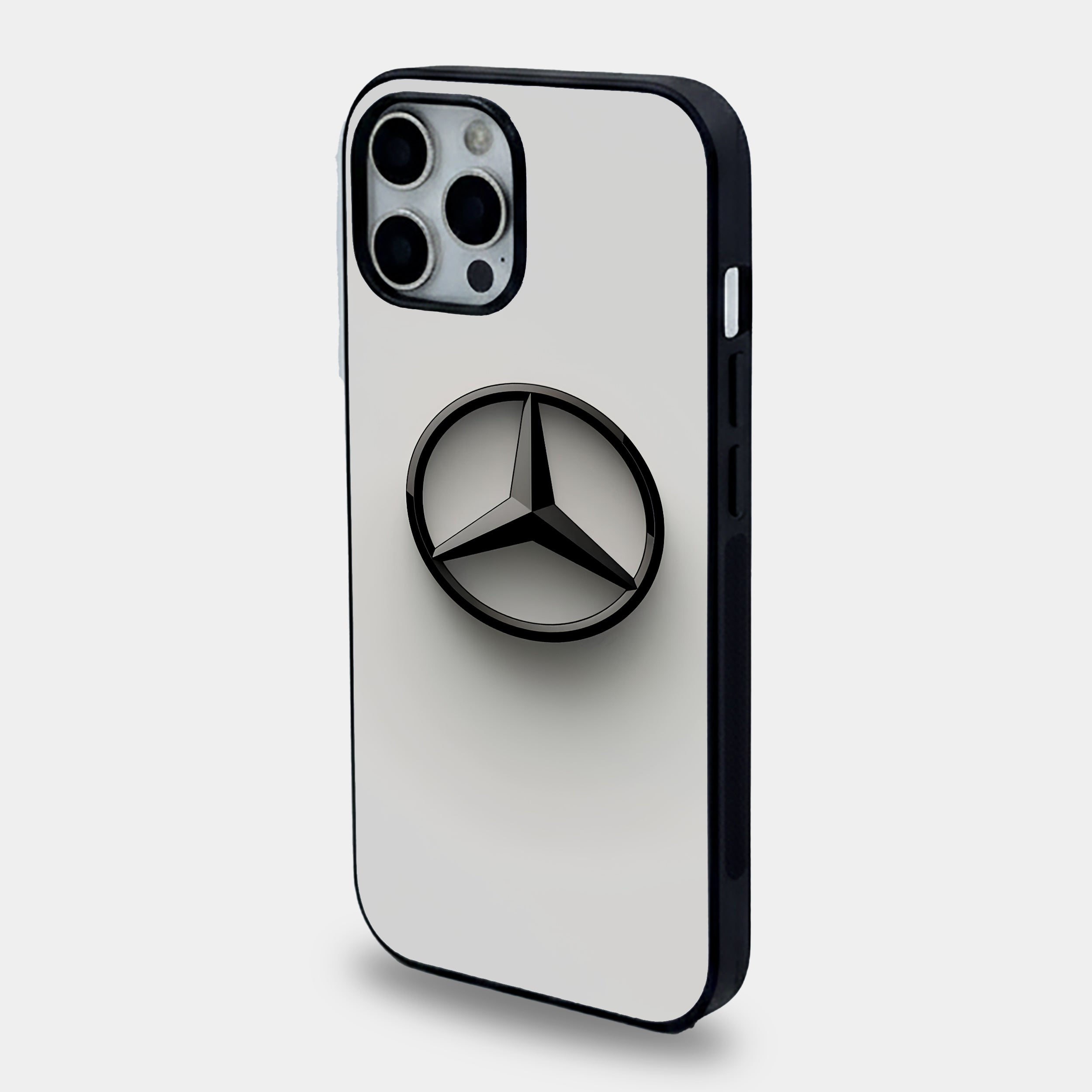 Minimalist White Mercedes Emblem Case