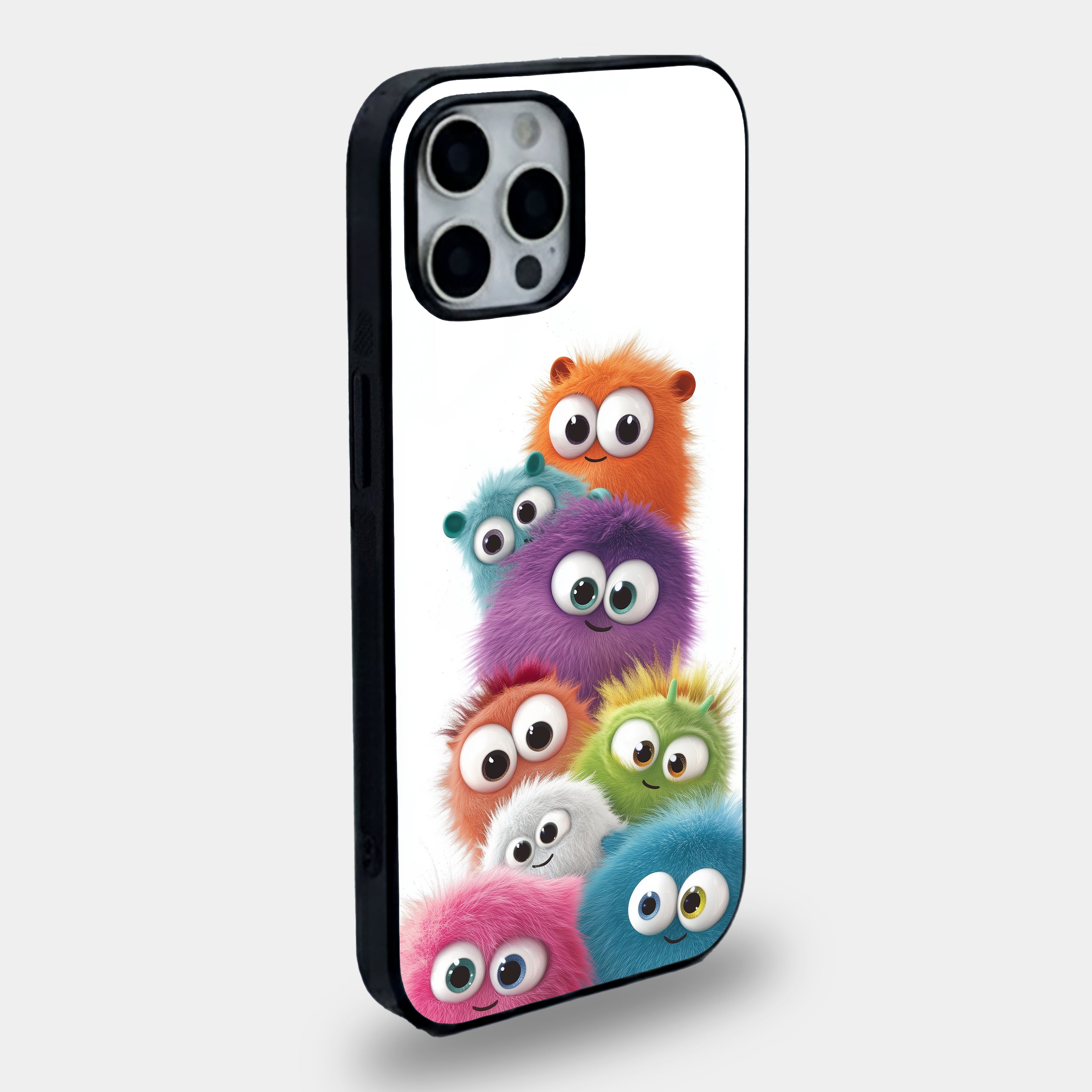Cute Fluffy Monsters | Premium Glass iPhone & Samsung Mobile Cover Case