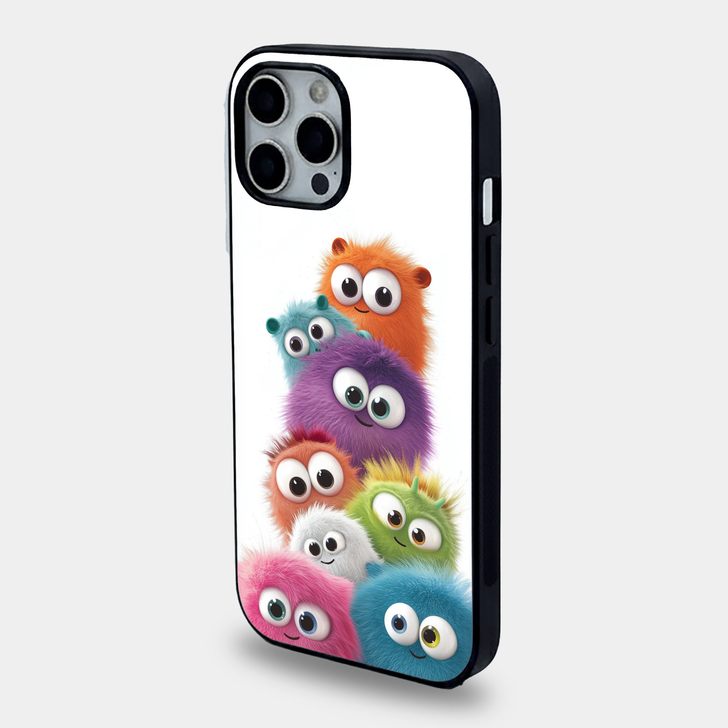 Cute Fluffy Monsters | Premium Glass iPhone & Samsung Mobile Cover Case