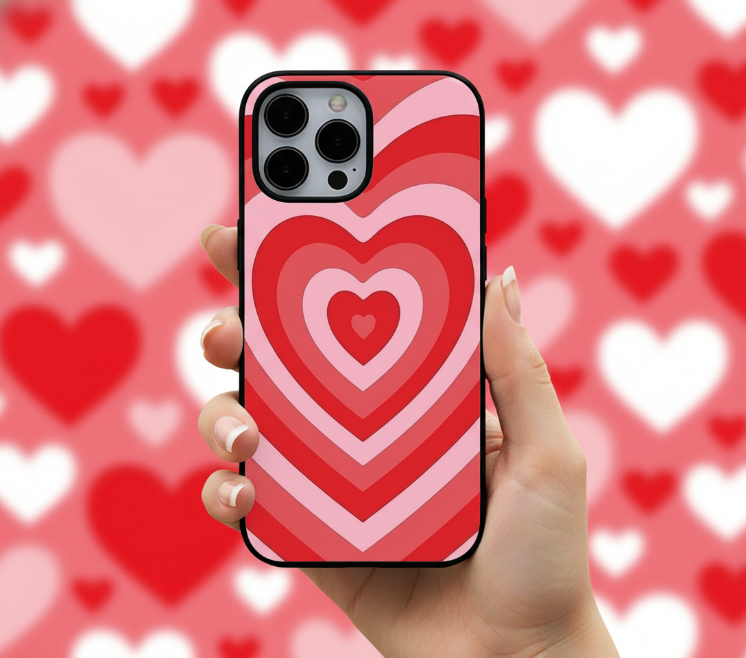 Retro Heart Radiating Pattern | Premium Glass iPhone & Samsung Mobile Cover Case