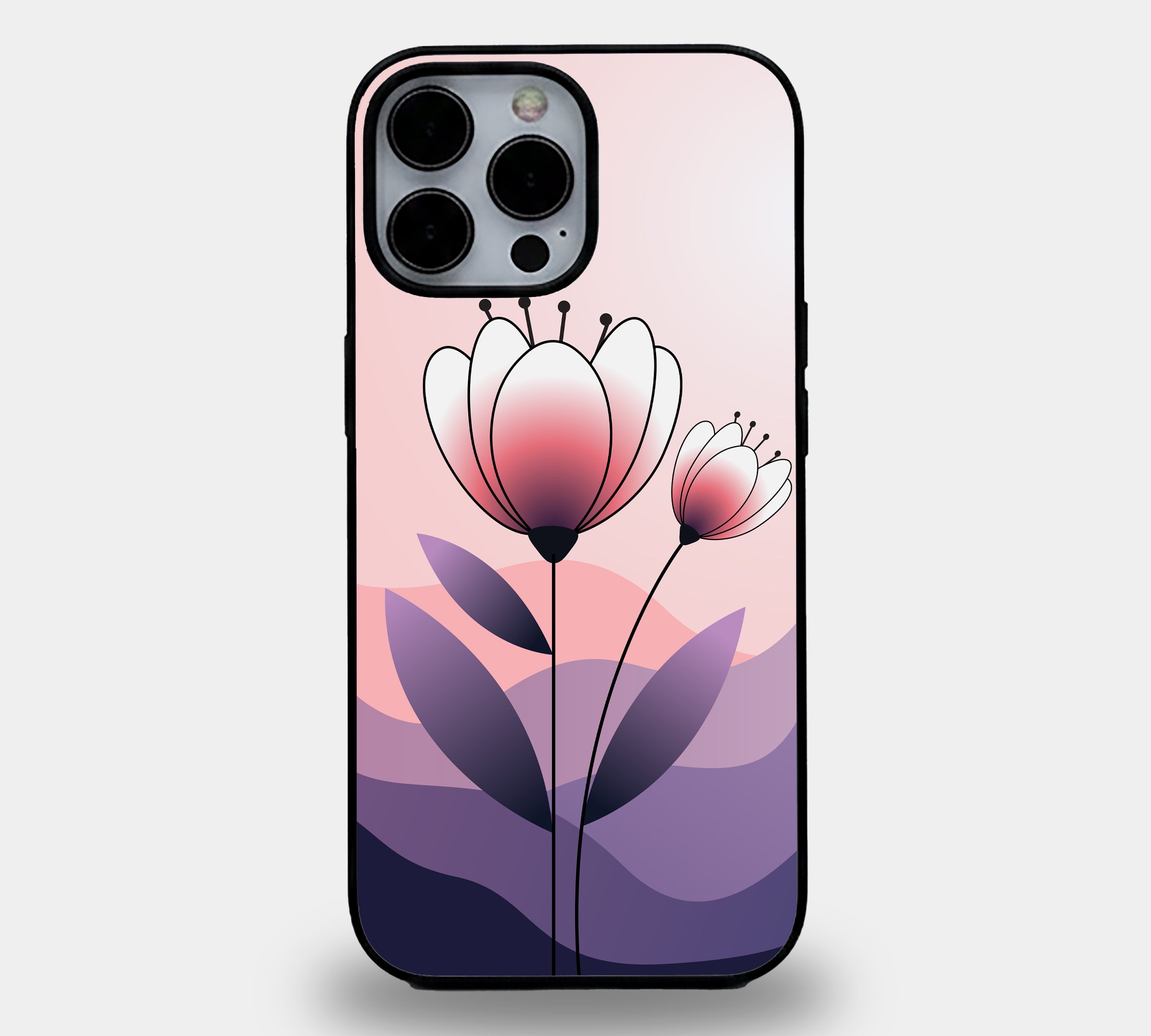 Minimalist Sunset Tulip | Premium Glass iPhone Mobile Cover Case