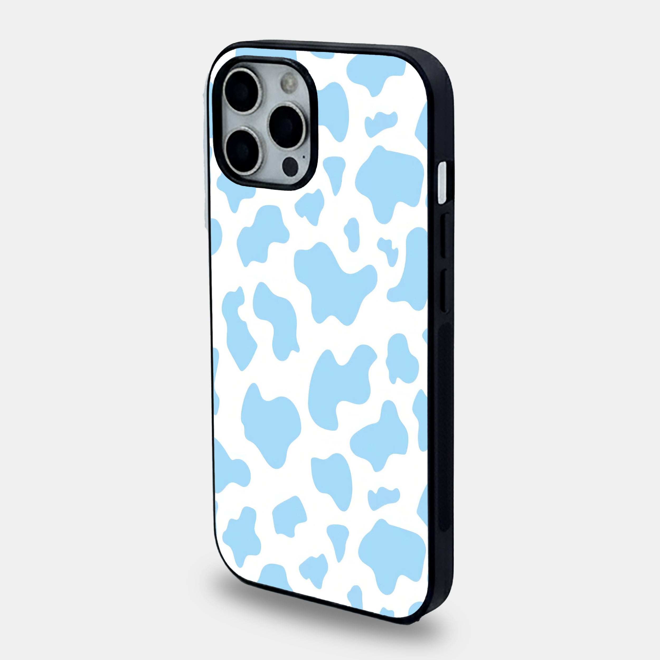 Blue Cow Print | Premium Glass iPhone & Samsung Mobile Cover Case
