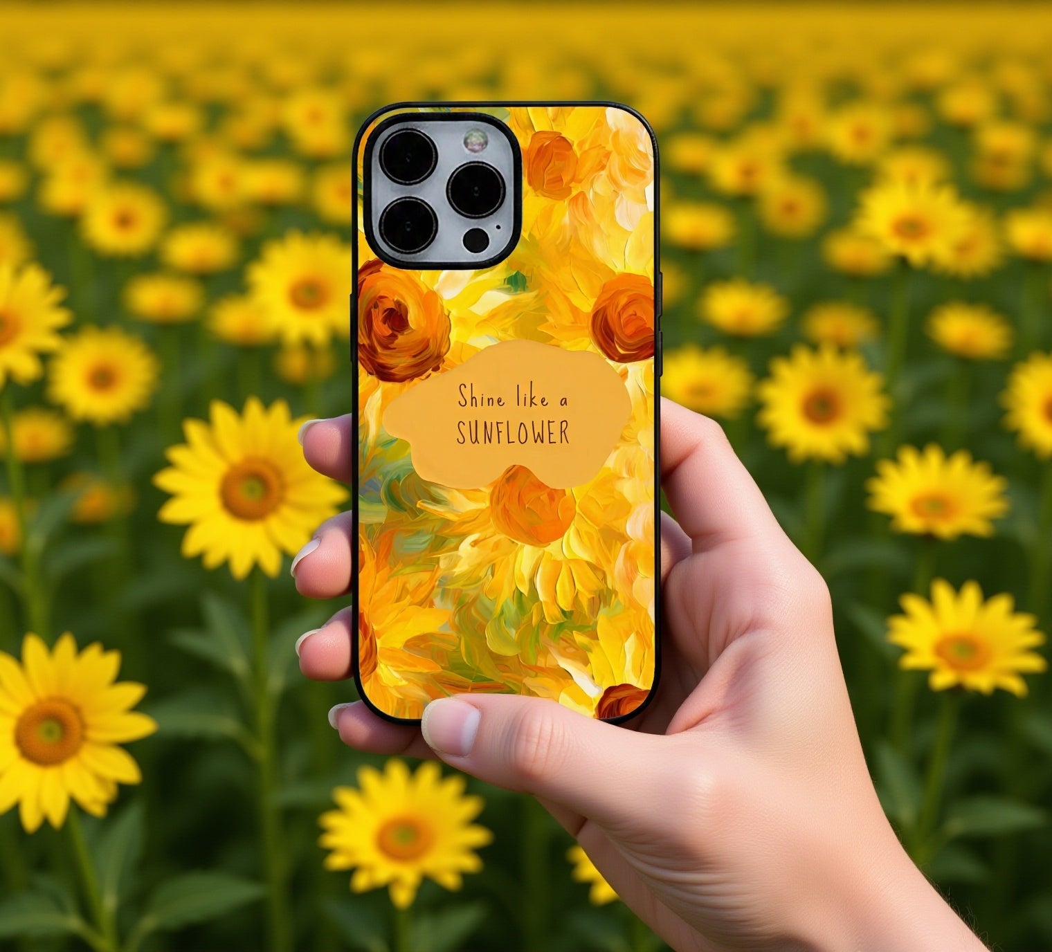 Shine Like a Sunflower Floral Art | Premium Glass iPhone & Samsung Mobile Cover Case