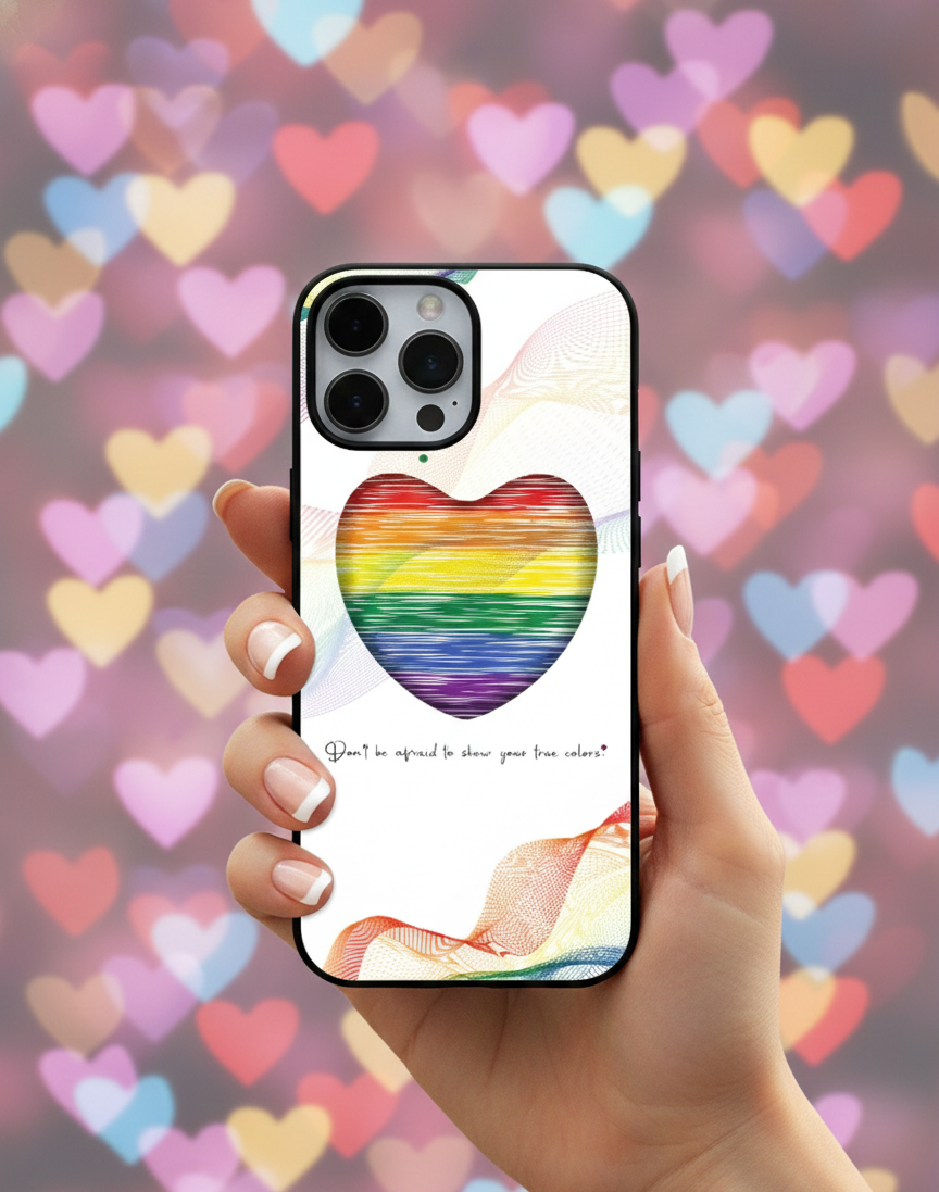 Scribble Pride Heart Art | Premium Glass iPhone Mobile Cover Case