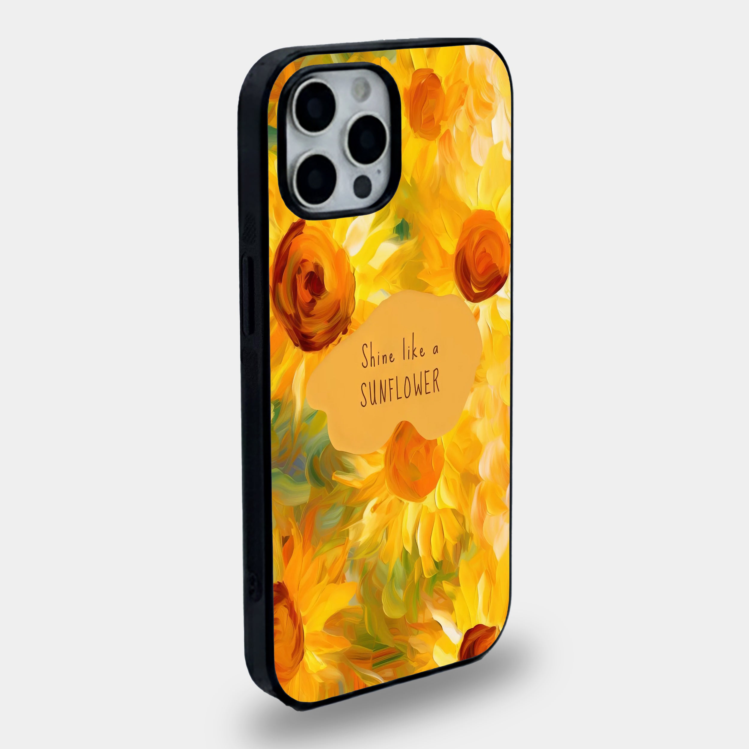 Shine Like a Sunflower Floral Art | Premium Glass iPhone & Samsung Mobile Cover Case