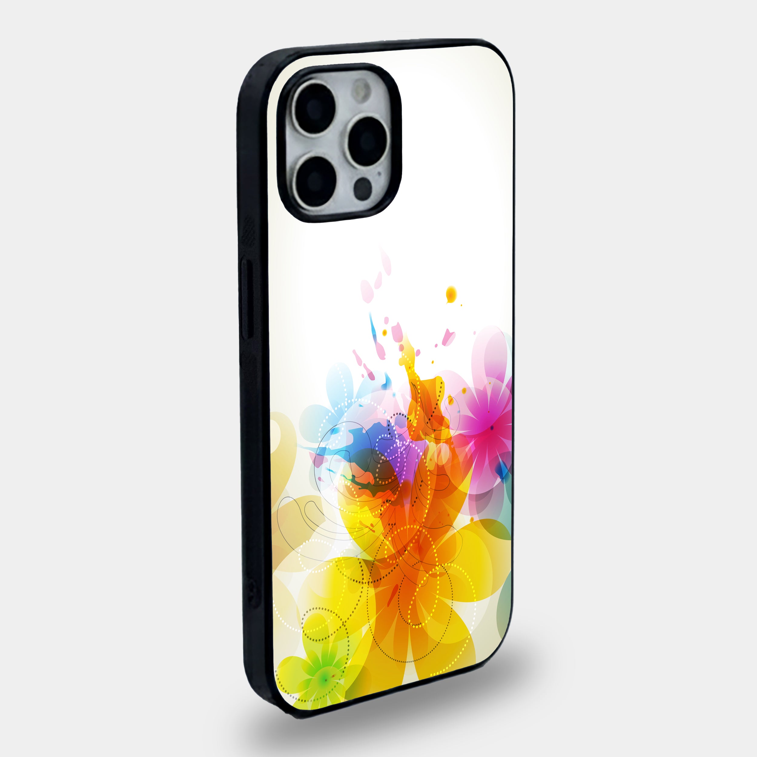 Vibrant Abstract Watercolor Floral Blast | Premium Glass iPhone Mobile Cover Case