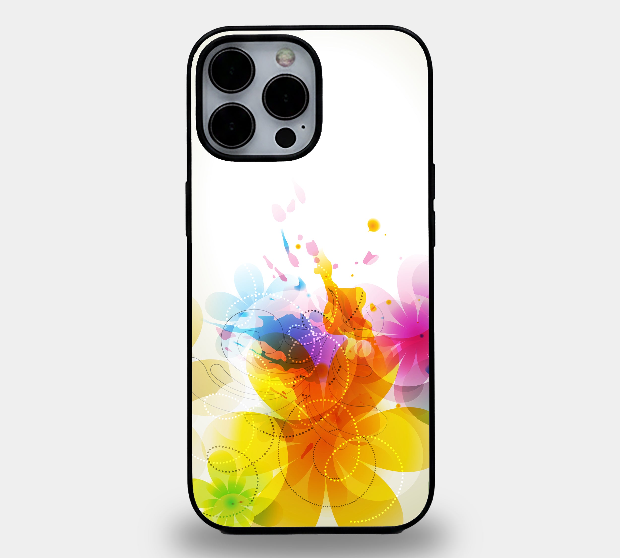 Vibrant Abstract Watercolor Floral Blast | Premium Glass iPhone Mobile Cover Case