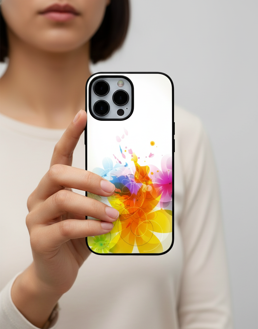 Vibrant Abstract Watercolor Floral Blast | Premium Glass iPhone Mobile Cover Case