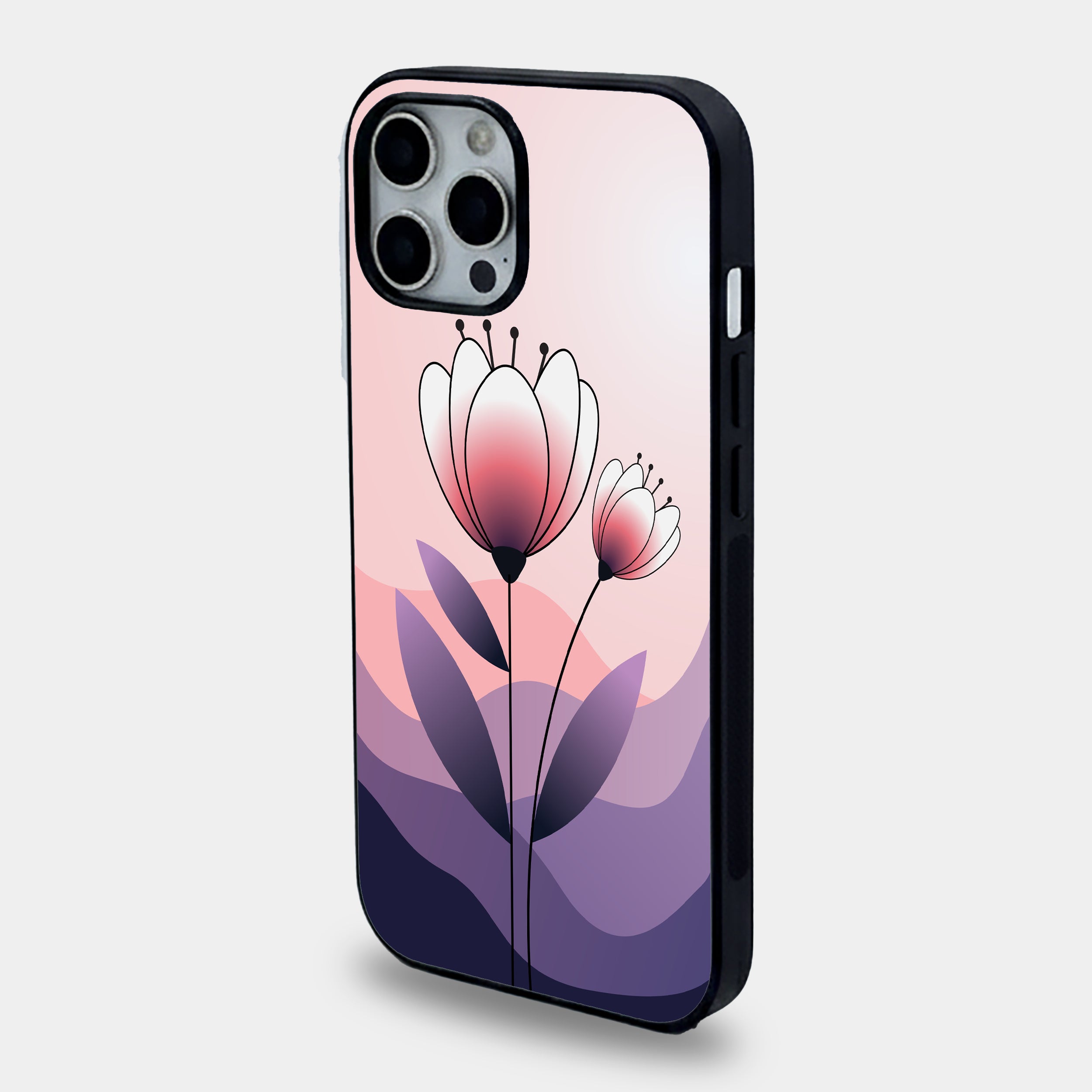Minimalist Sunset Tulip | Premium Glass iPhone Mobile Cover Case