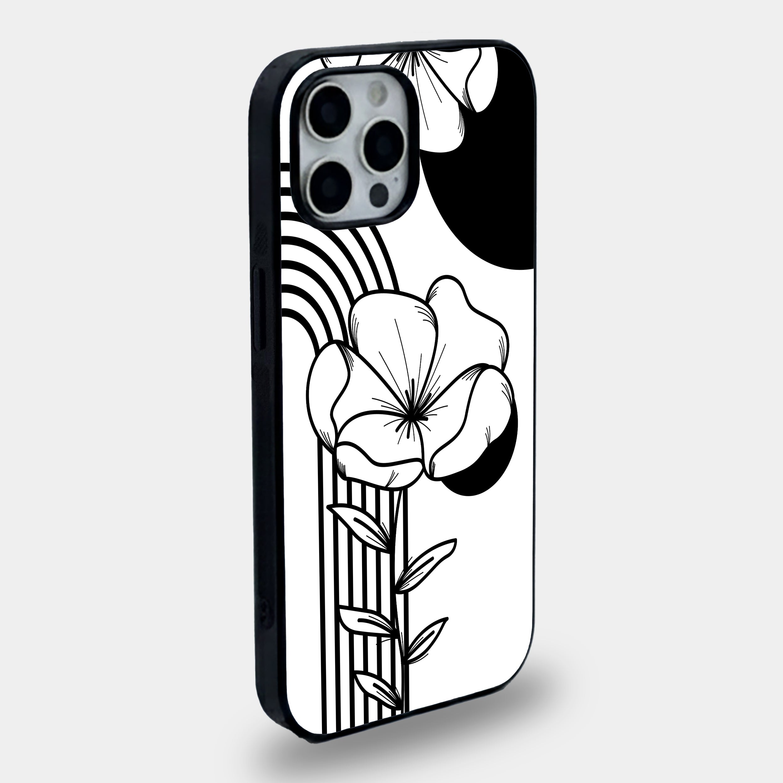 Abstract Botanical Line Art | Premium Glass iPhone Mobile Cover Case