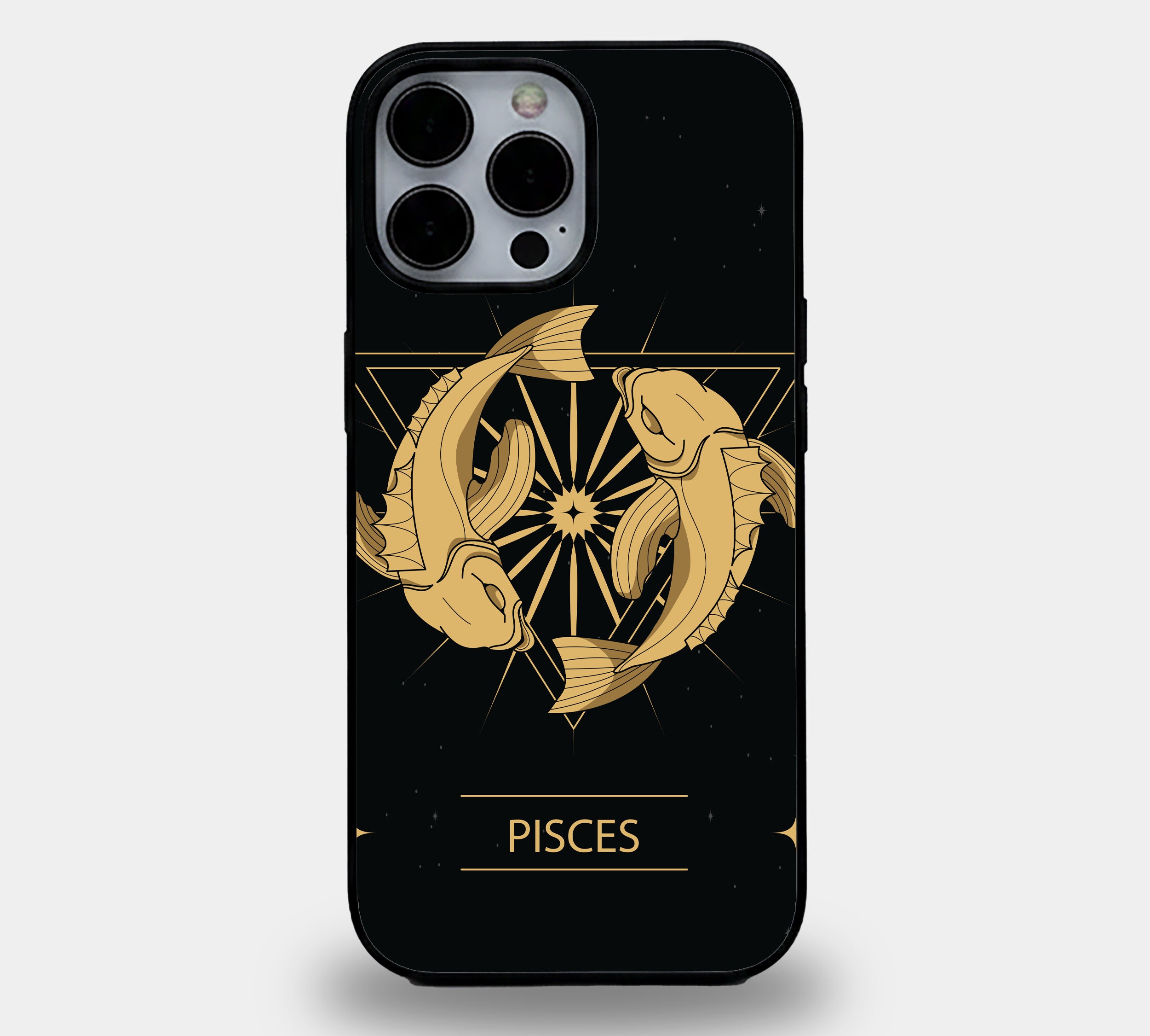 Golden Pisces Fish Emblem | Premium Glass iPhone Mobile Cover Case