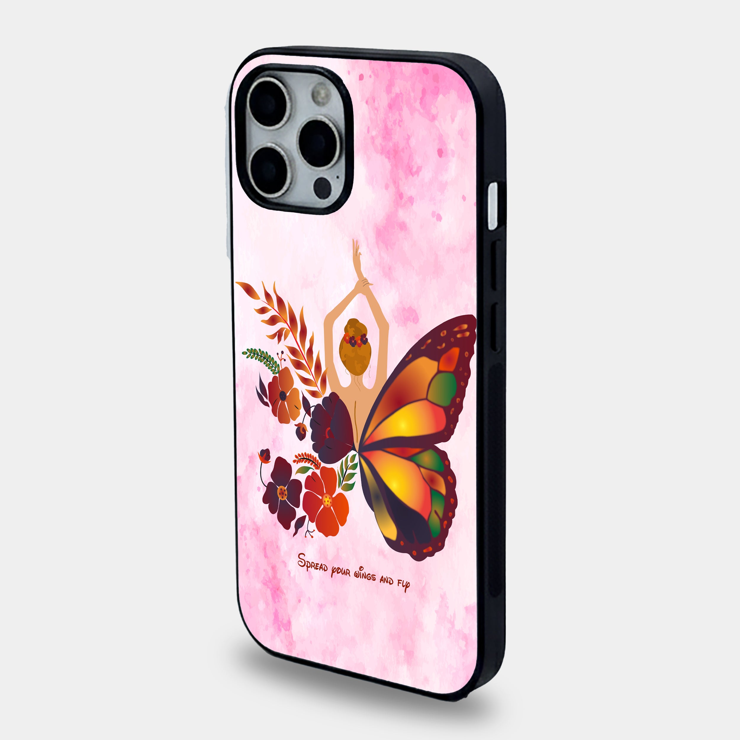 Spread Your Wings - Floral Butterfly Aesthetic | Premium Glass iPhone Mobile Cover Case