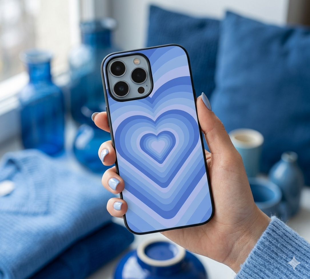 Blue Aura Heart | Premium Glass iPhone & Samsung Mobile Cover Case