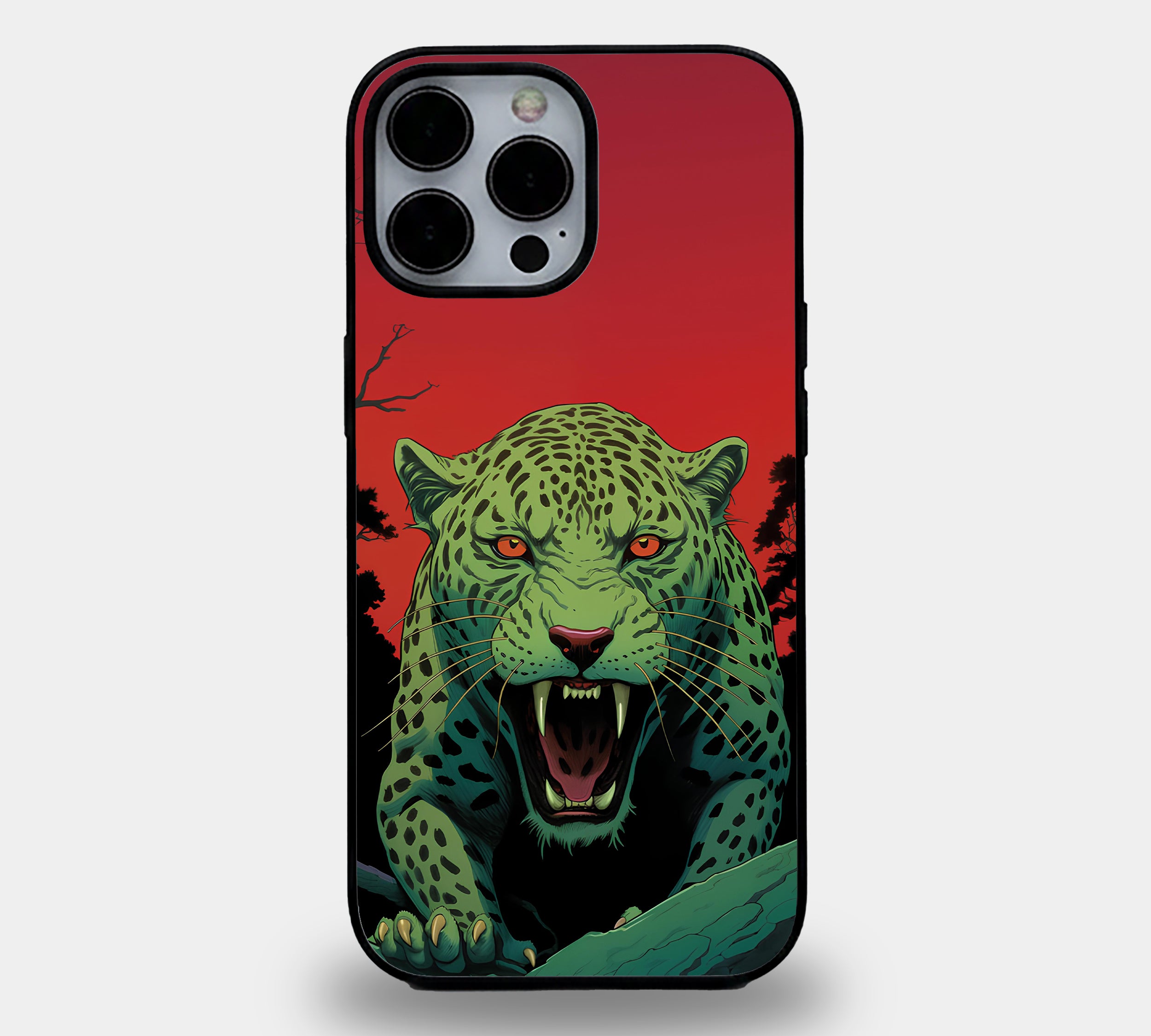 Wild Fury Green Leopard | Premium Glass iPhone & Samsung Mobile Cover Case