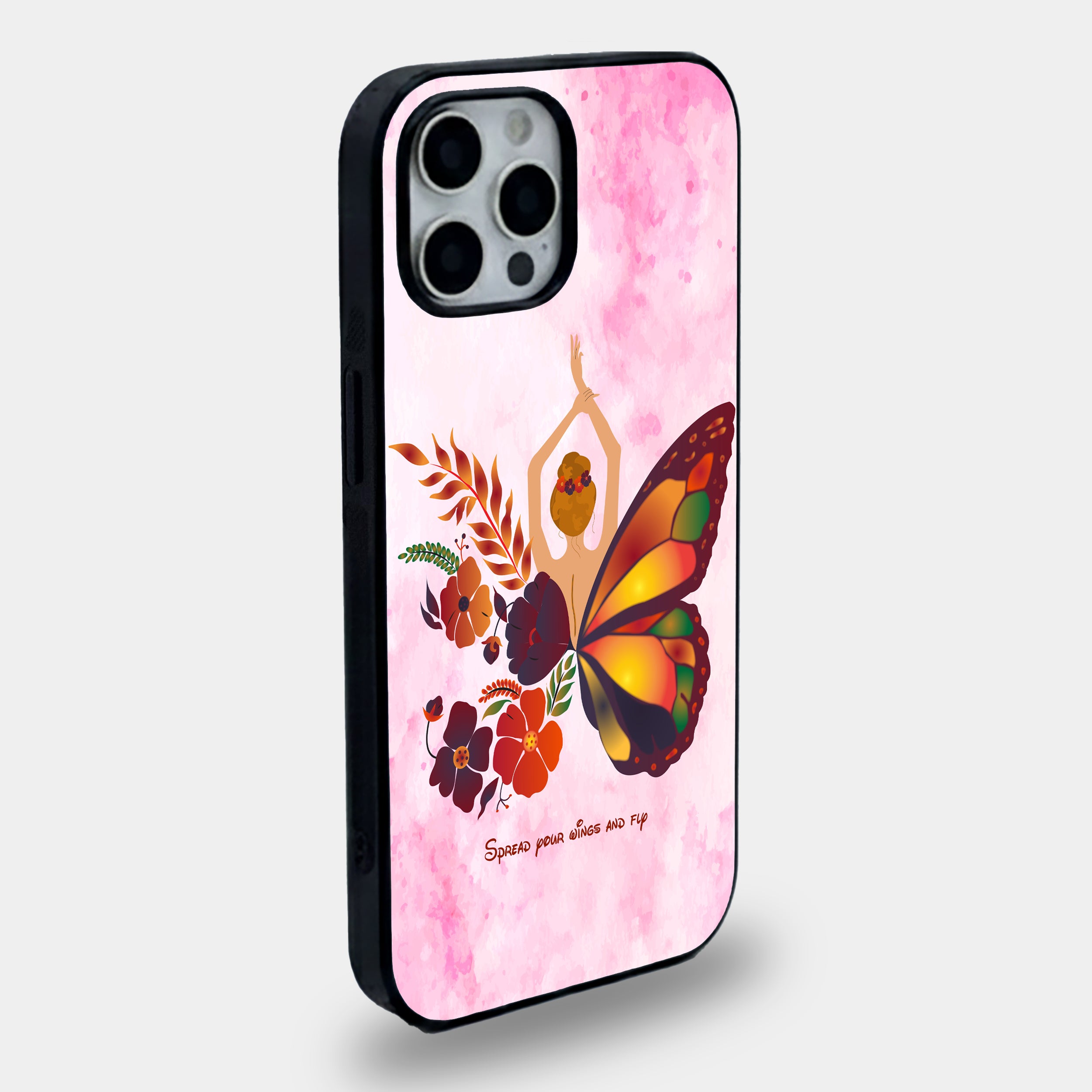 Spread Your Wings - Floral Butterfly Aesthetic | Premium Glass iPhone Mobile Cover Case