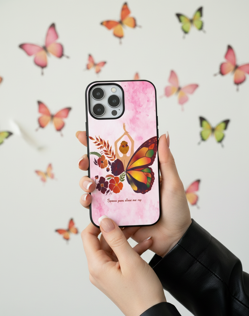 Spread Your Wings - Floral Butterfly Aesthetic | Premium Glass iPhone Mobile Cover Case