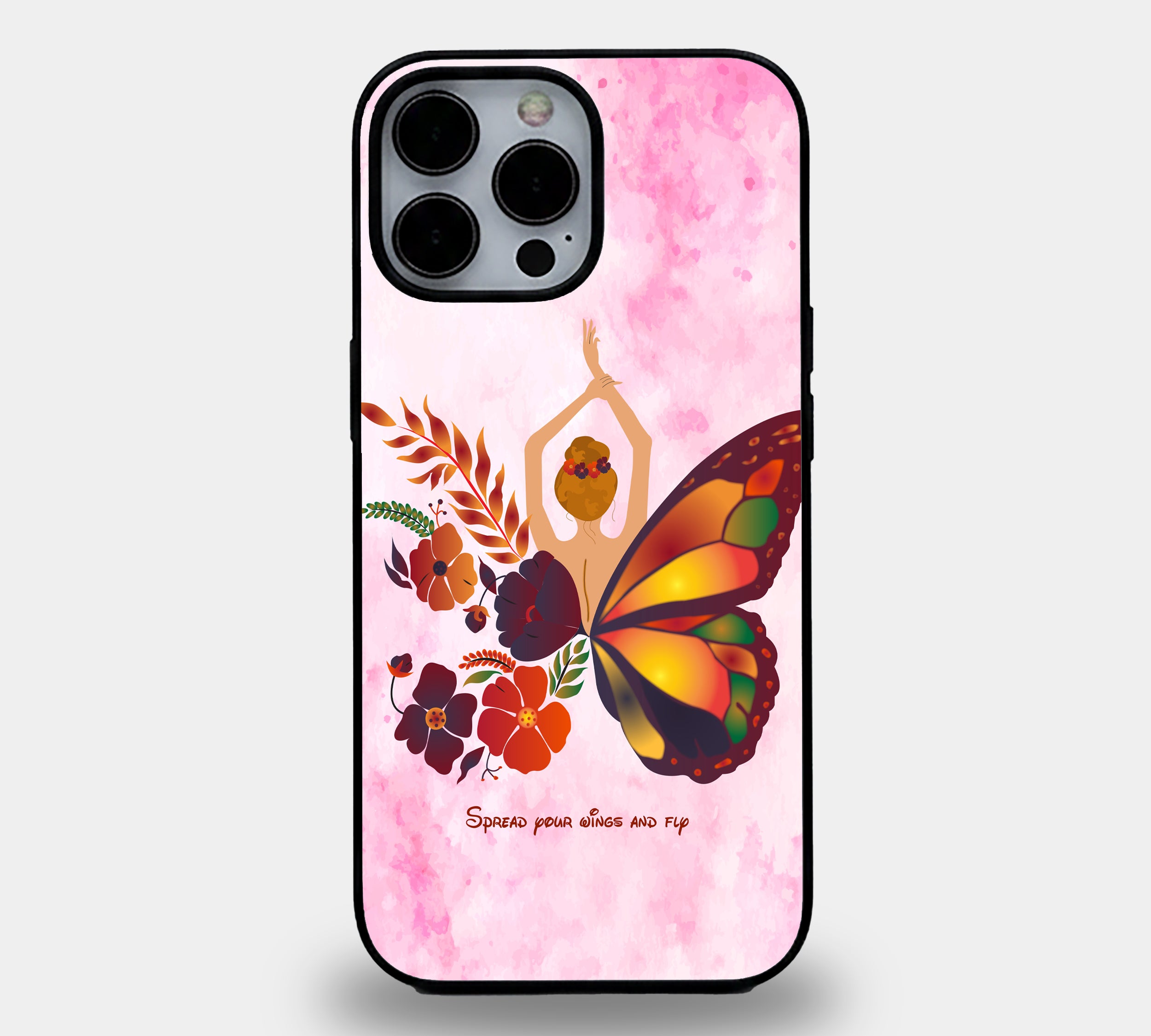 Spread Your Wings - Floral Butterfly Aesthetic | Premium Glass iPhone Mobile Cover Case