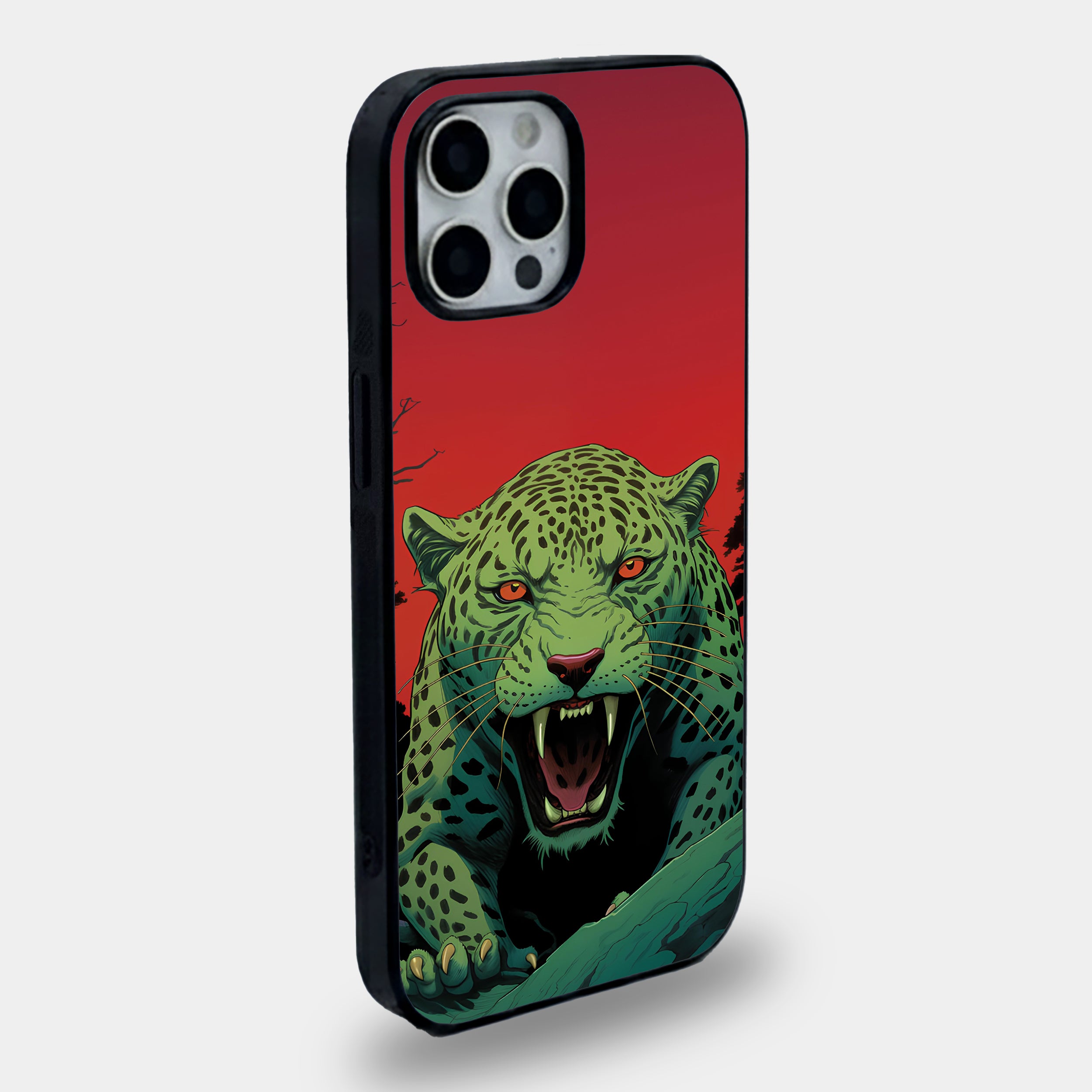 Wild Fury Green Leopard | Premium Glass iPhone & Samsung Mobile Cover Case