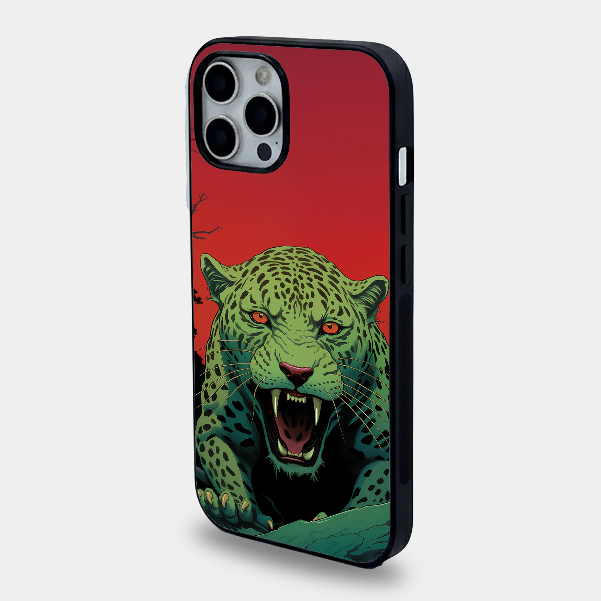 Wild Fury Green Leopard | Premium Glass iPhone & Samsung Mobile Cover Case