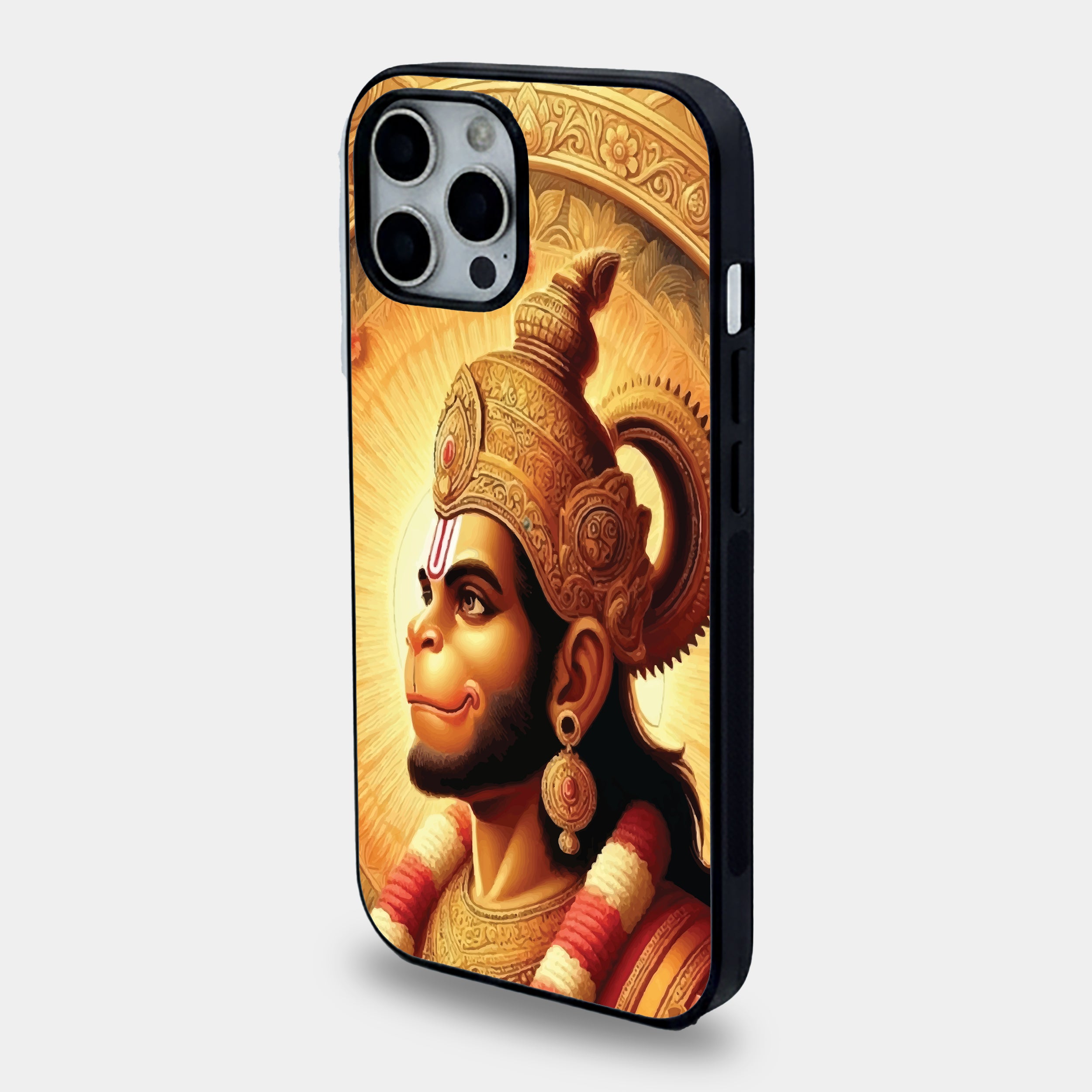 Lord Hanuman Golden Glow | Premium Glass iPhone Mobile Cover Case