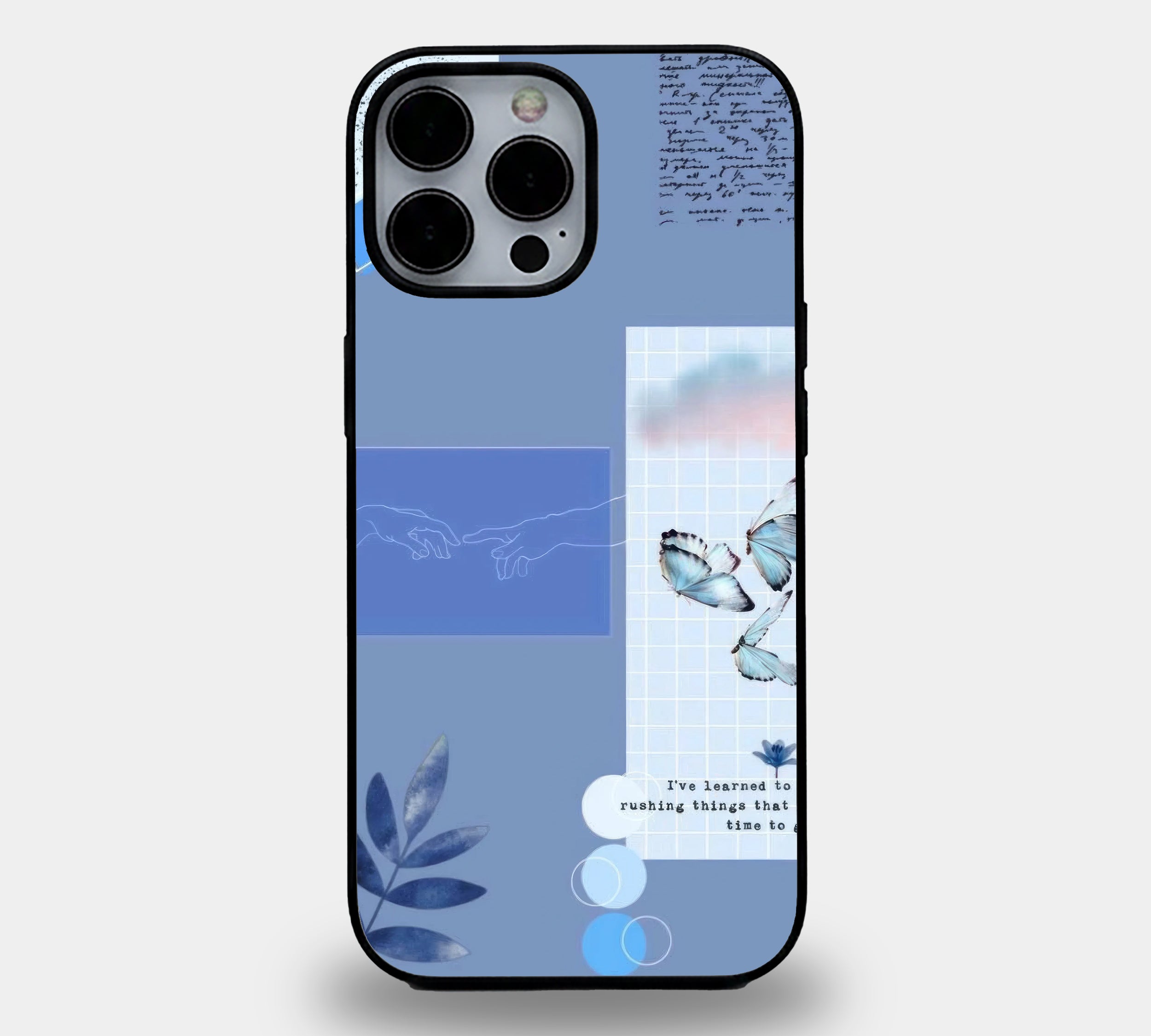 Blue Aesthetic Butterfly Collage | Premium Glass iPhone & Samsung Mobile Cover Case