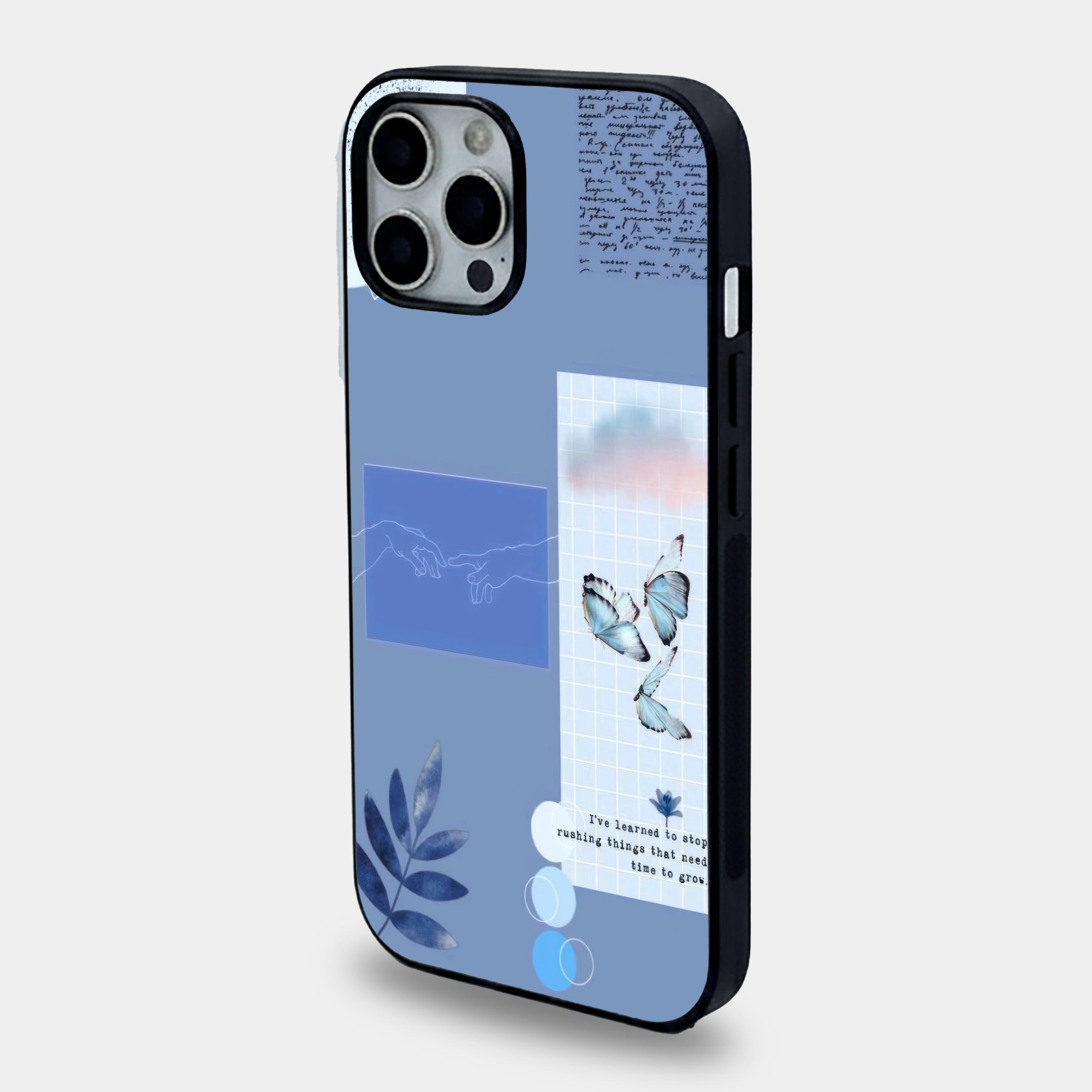Blue Aesthetic Butterfly Collage | Premium Glass iPhone & Samsung Mobile Cover Case