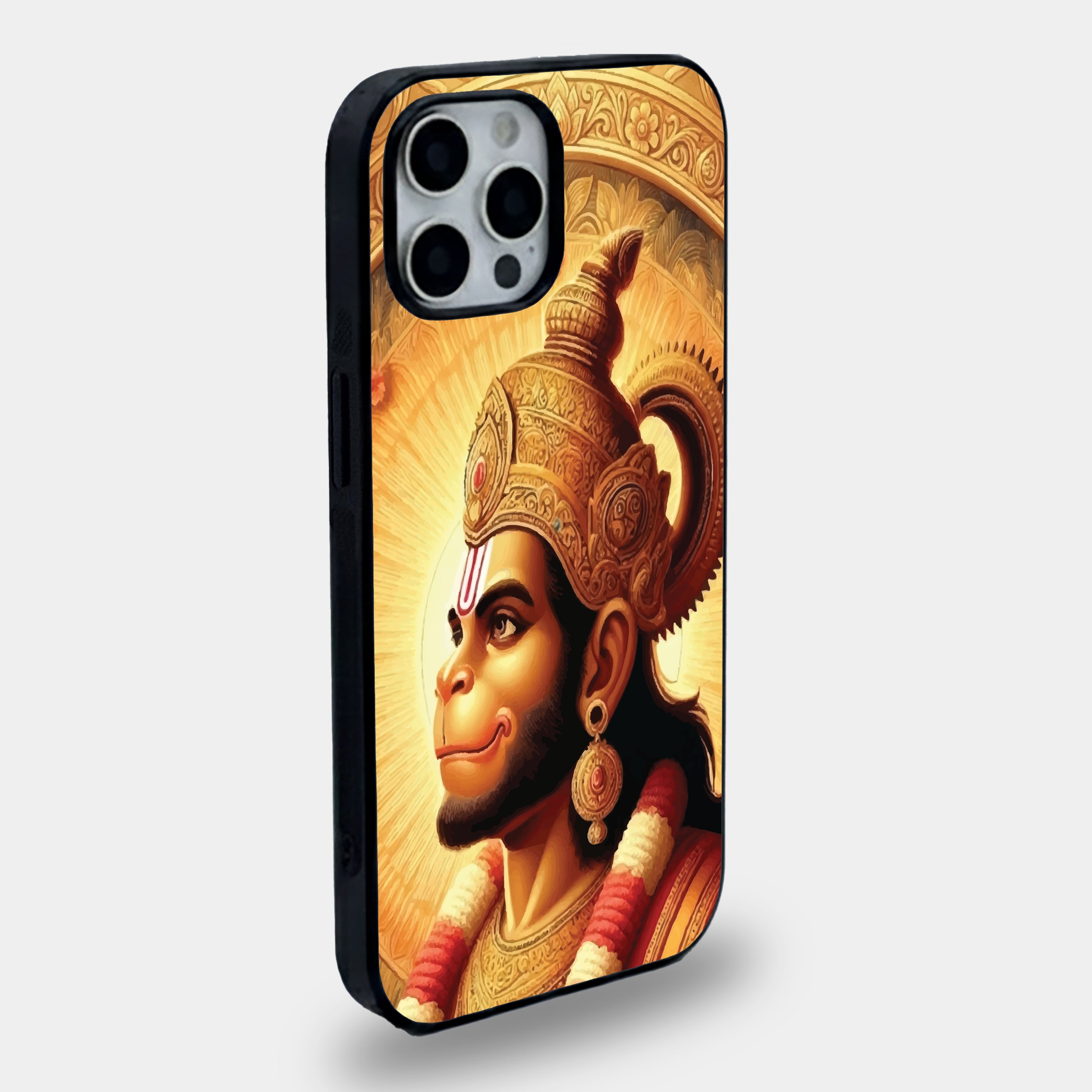 Lord Hanuman Golden Glow | Premium Glass iPhone Mobile Cover Case