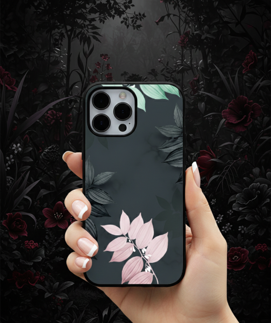 Midnight Botanical Leaf | Premium Glass iPhone Mobile Cover Case