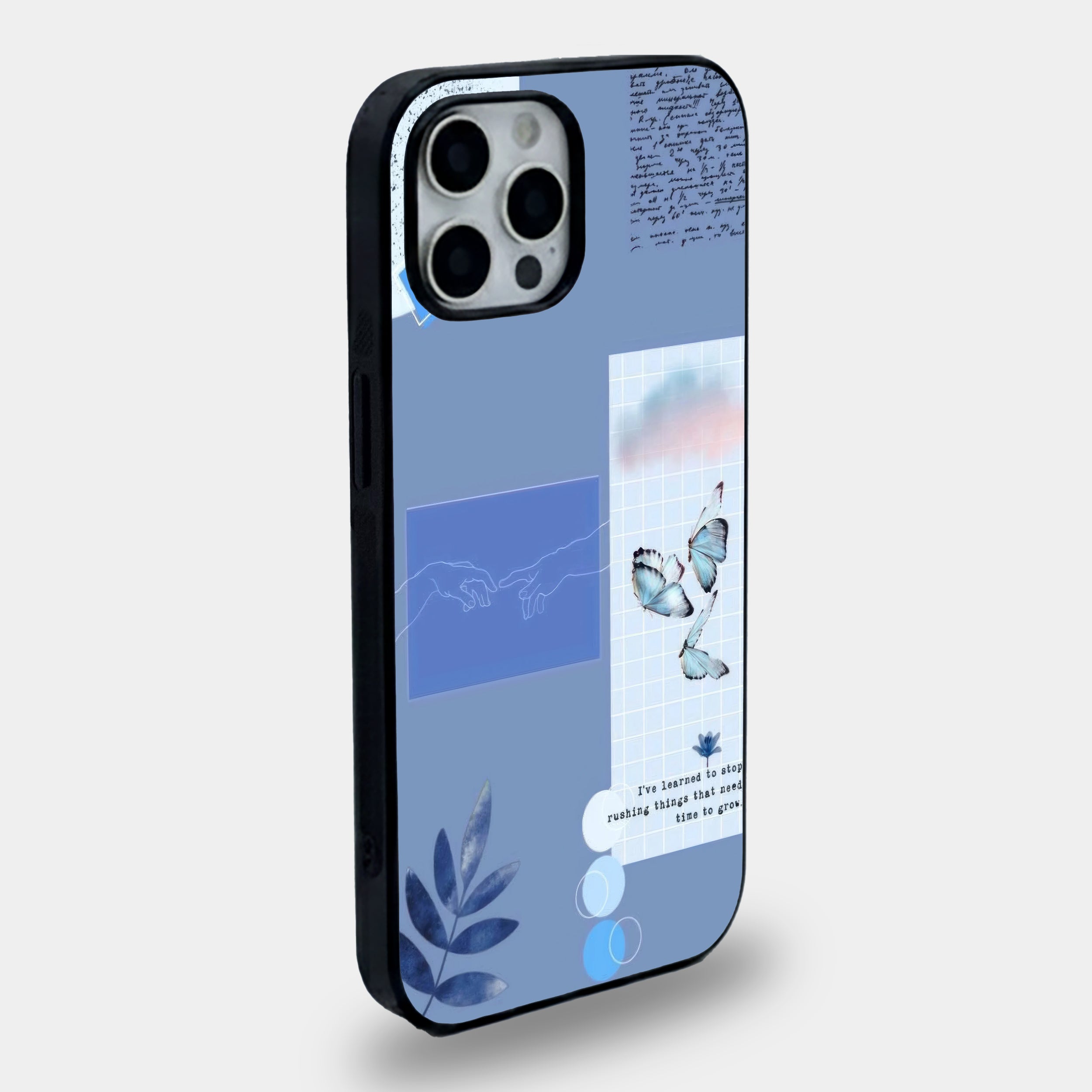 Blue Aesthetic Butterfly Collage | Premium Glass iPhone & Samsung Mobile Cover Case