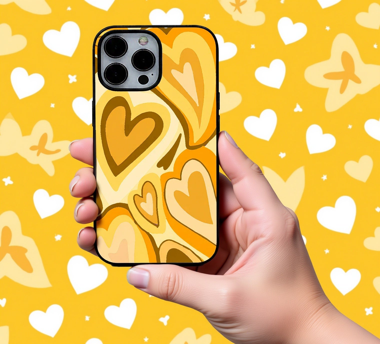 Retro Honey Heart Designer | Premium Glass iPhone & Samsung Mobile Cover Case