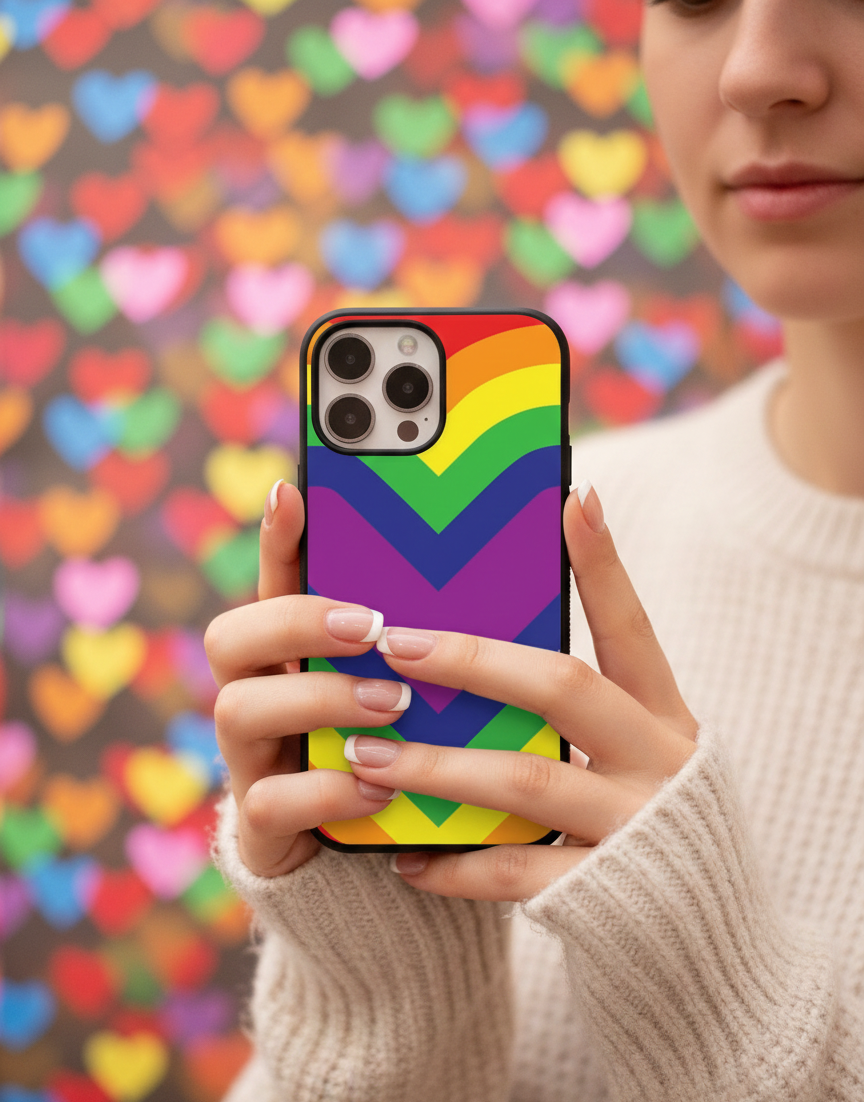 Geometric Rainbow Pride Heart | Premium Glass iPhone & Samsung Mobile Cover Case