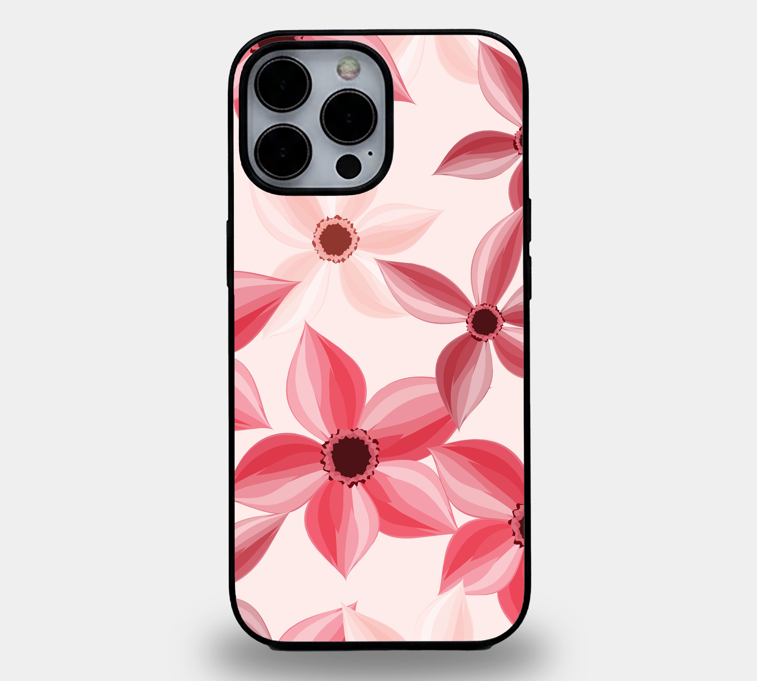 Elegant Pink Floral | Premium Glass iPhone Mobile Cover Case