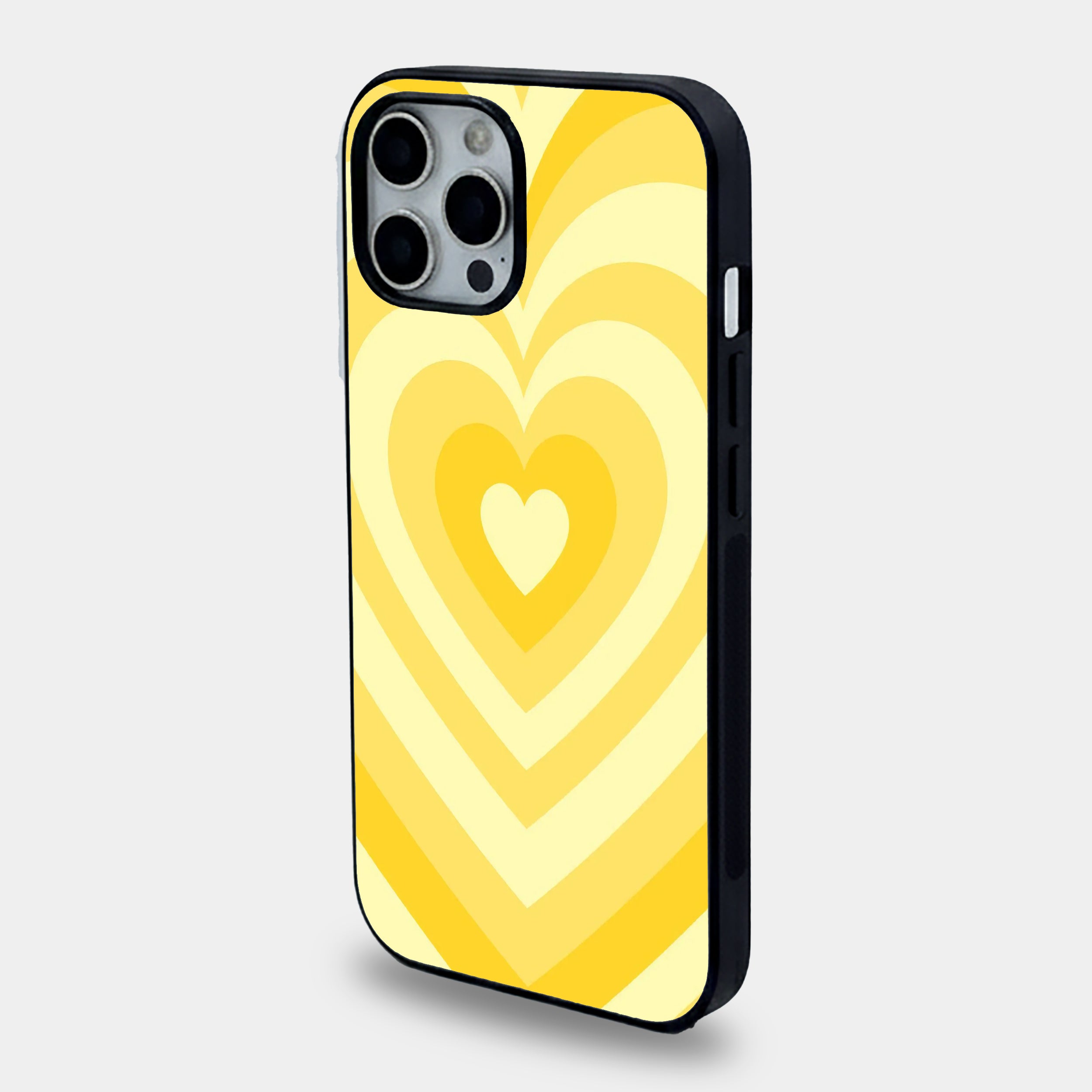 Sunshine Yellow Retro Heart Swirl | Premium Glass iPhone & Samsung Mobile Cover Case