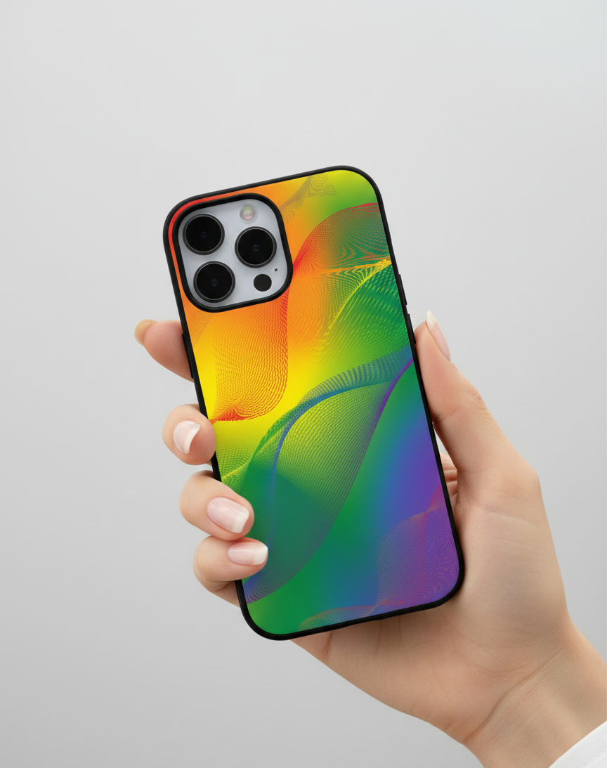 Prism Flow Rainbow Gradient Wave | Premium Glass iPhone Mobile Cover Case
