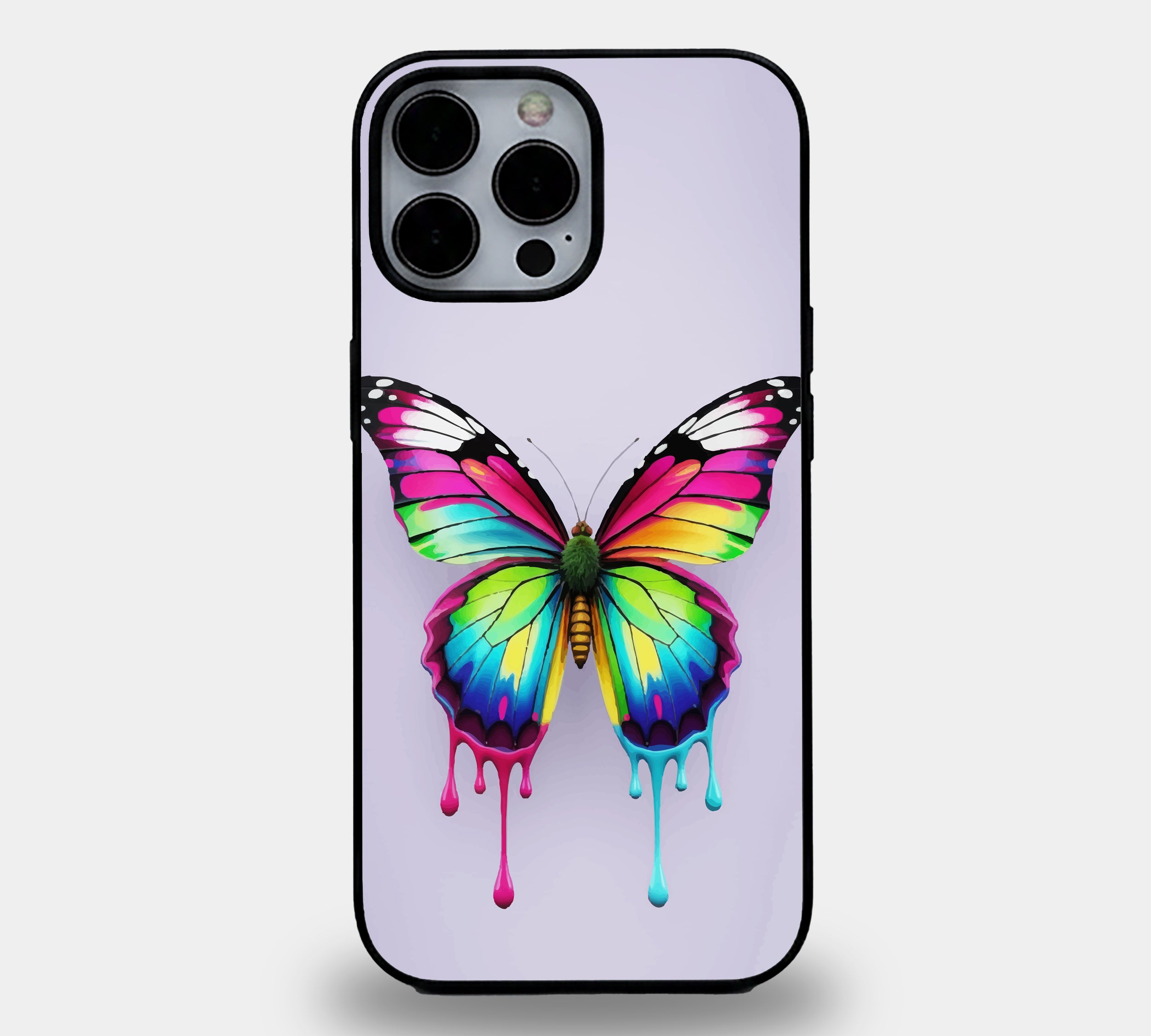 Chromafly Rainbow Drip Butterfly | Premium Glass iPhone Mobile Cover Case