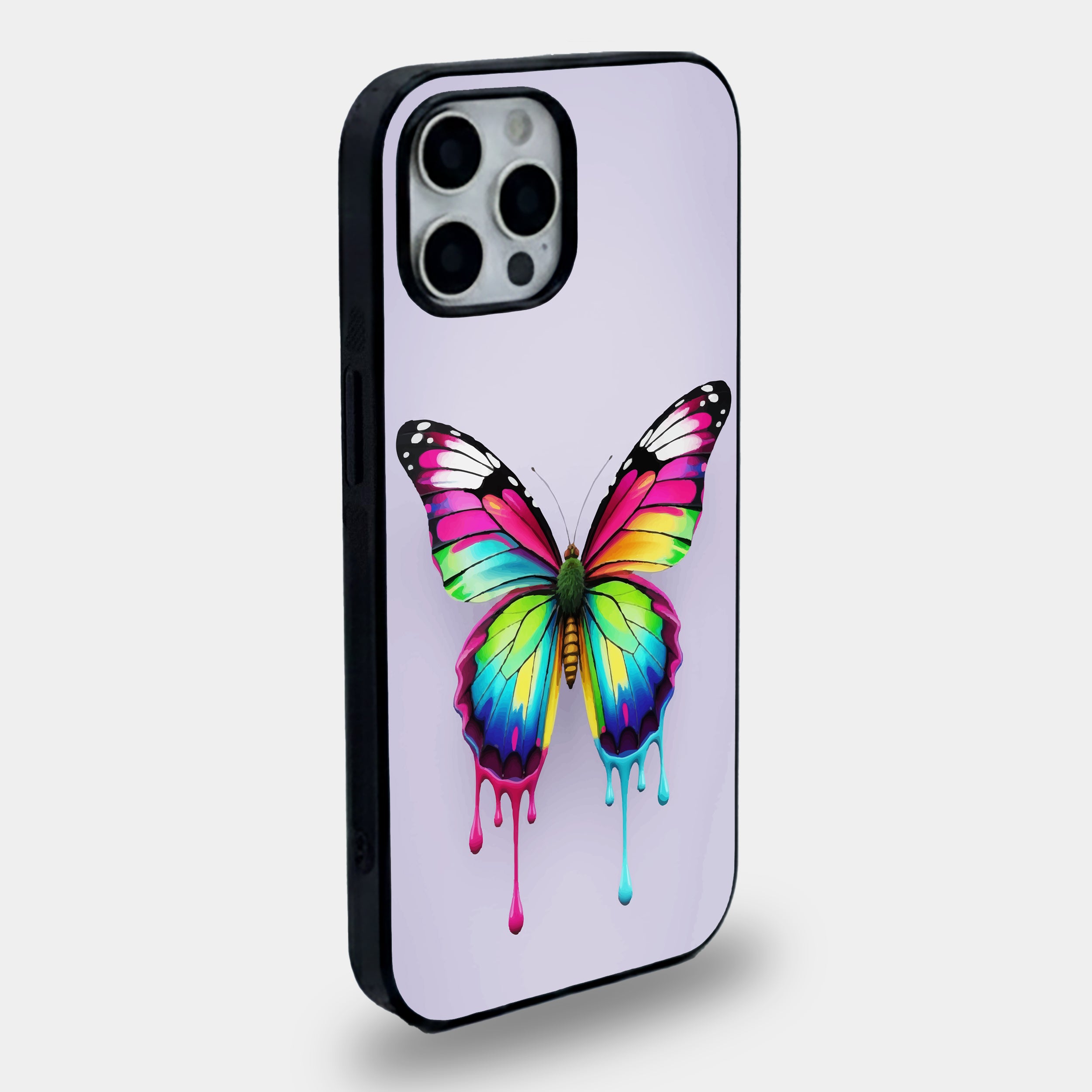 Chromafly Rainbow Drip Butterfly | Premium Glass iPhone Mobile Cover Case