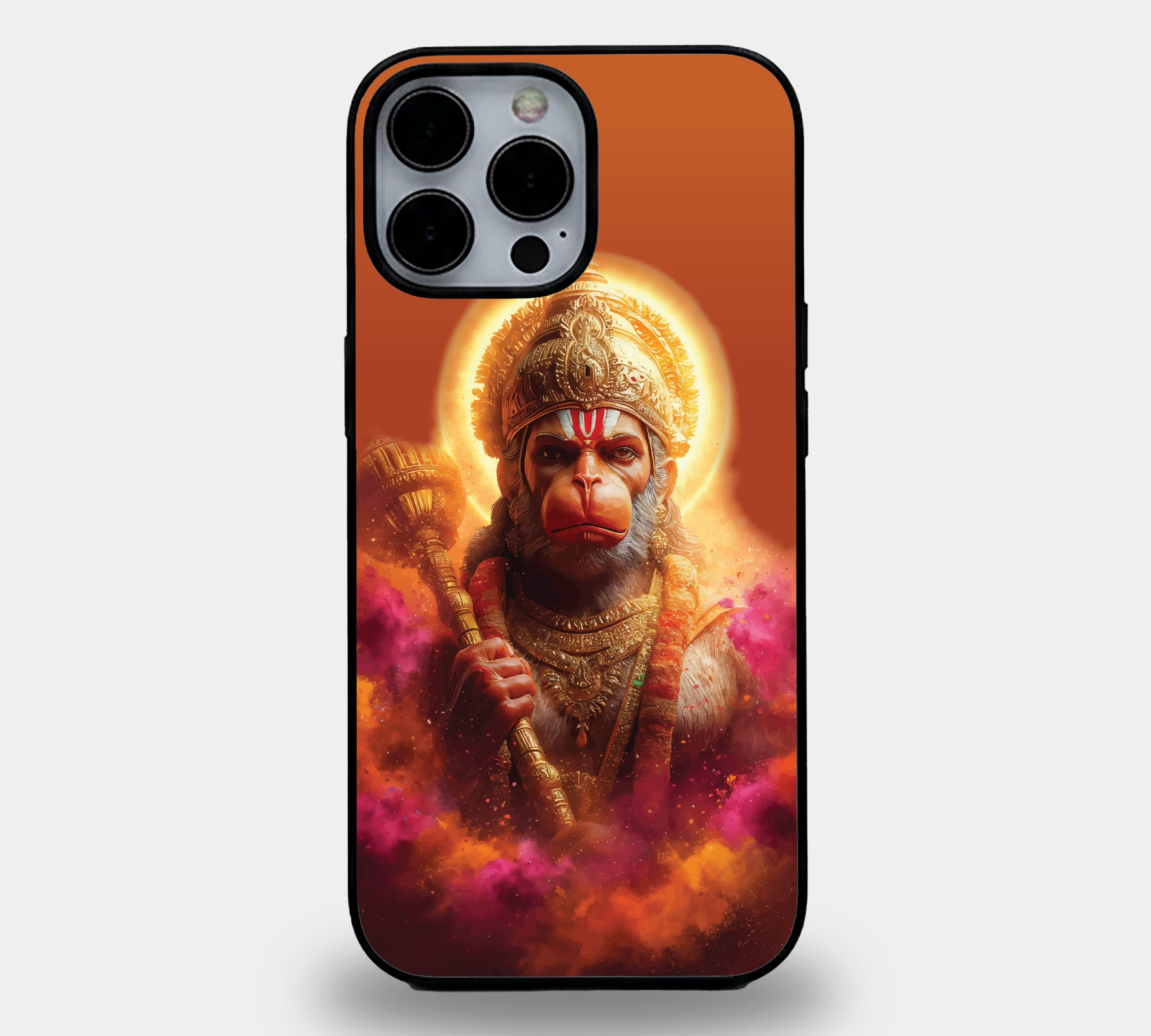 Lord Hanuman Gada Warrior | Premium Glass iPhone Mobile Cover Case