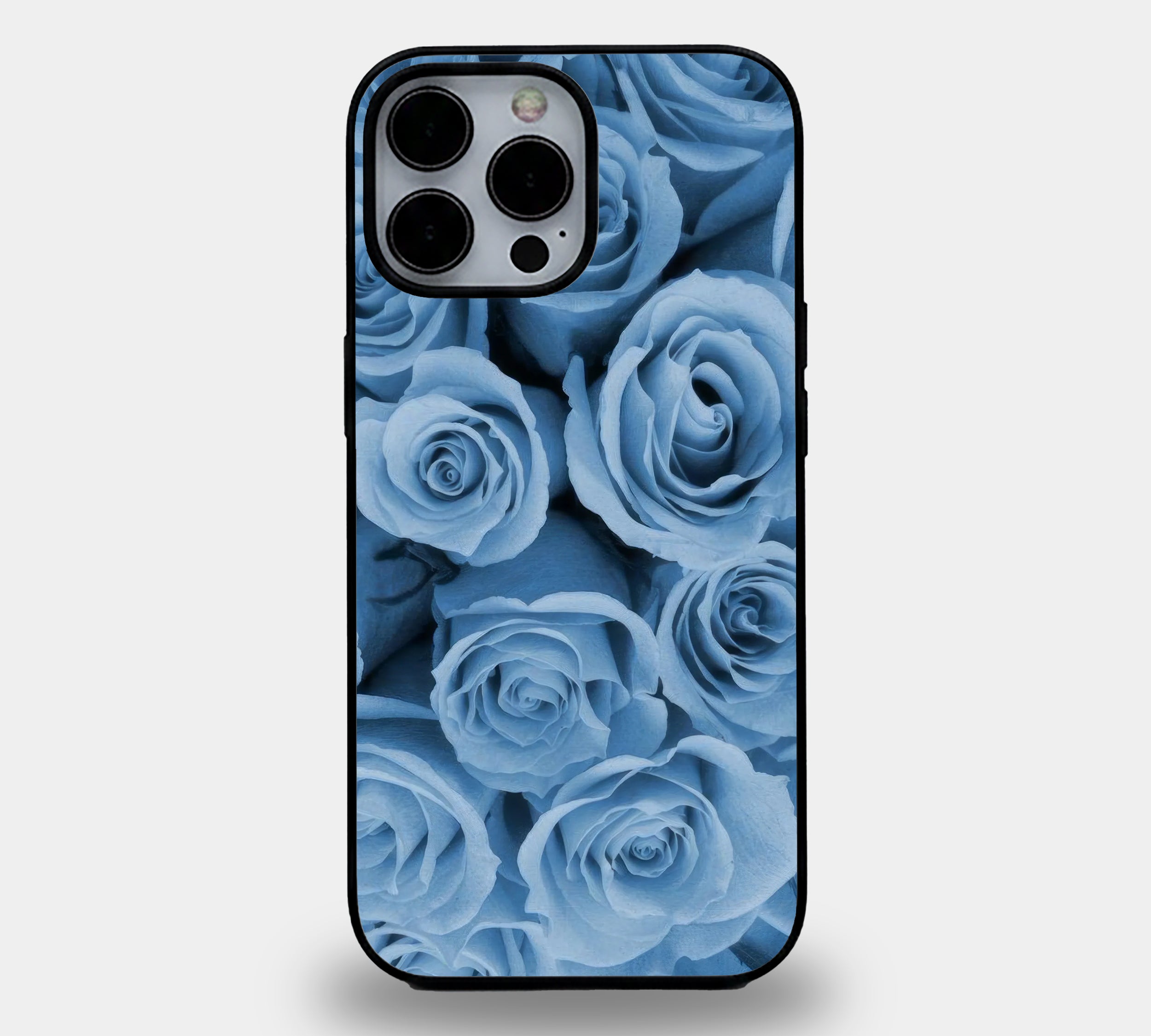 Blue Rose Floral | Premium Glass iPhone & Samsung Mobile Cover Case