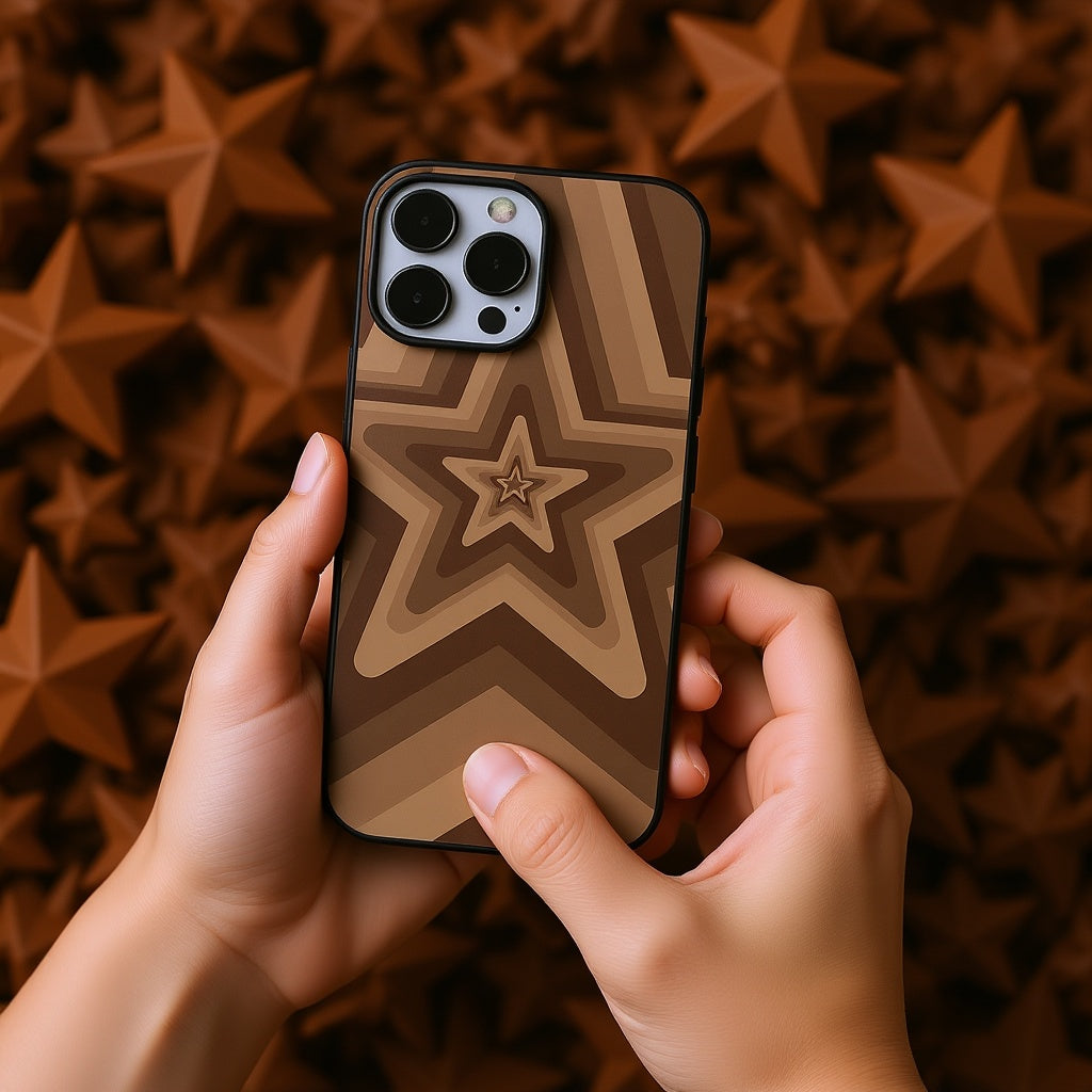 Retro Star Espresso | Premium Glass iPhone & Samsung Mobile Cover Case