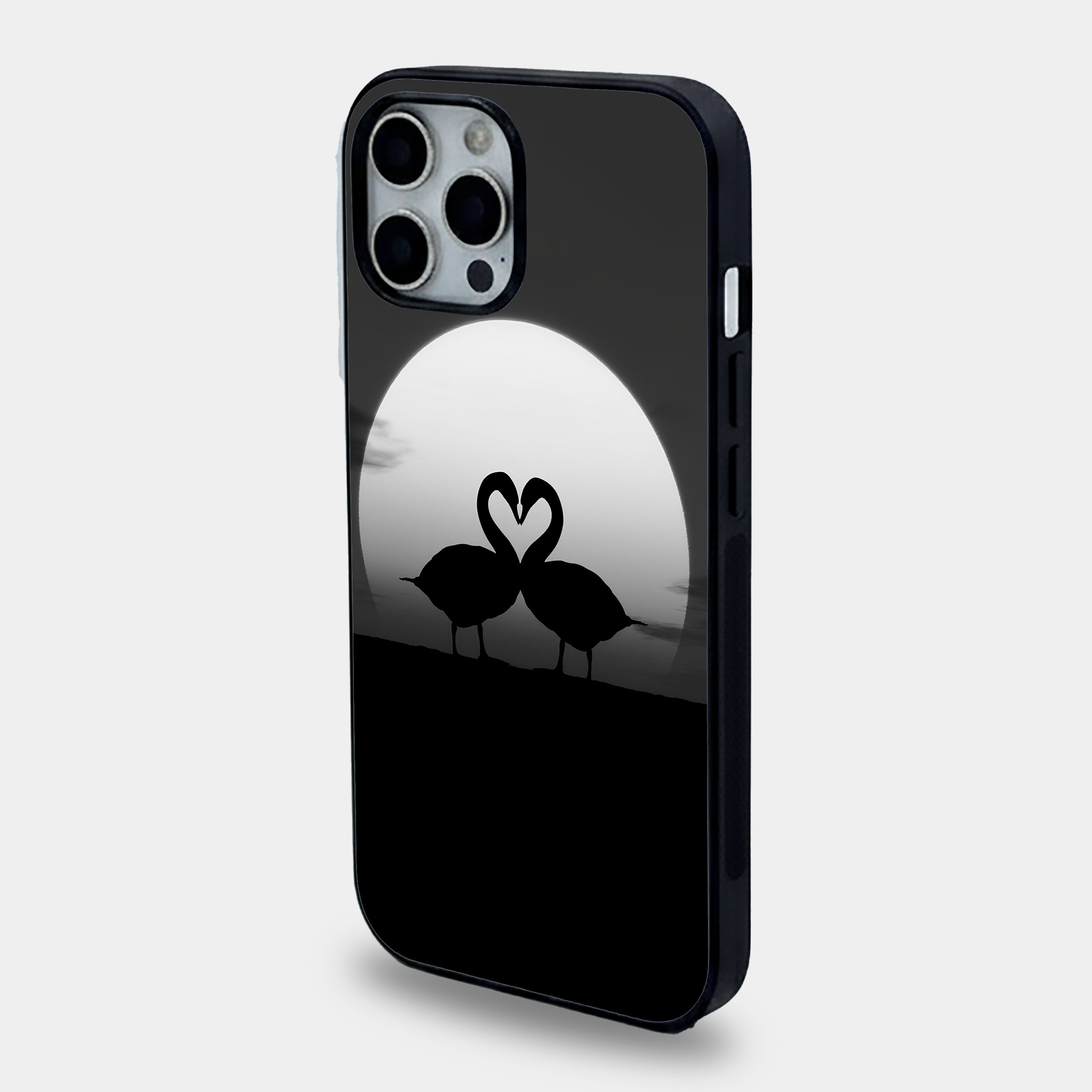 Full Moon Swan Silhouette Luxury | Premium Glass iPhone & Samsung Mobile Cover Case