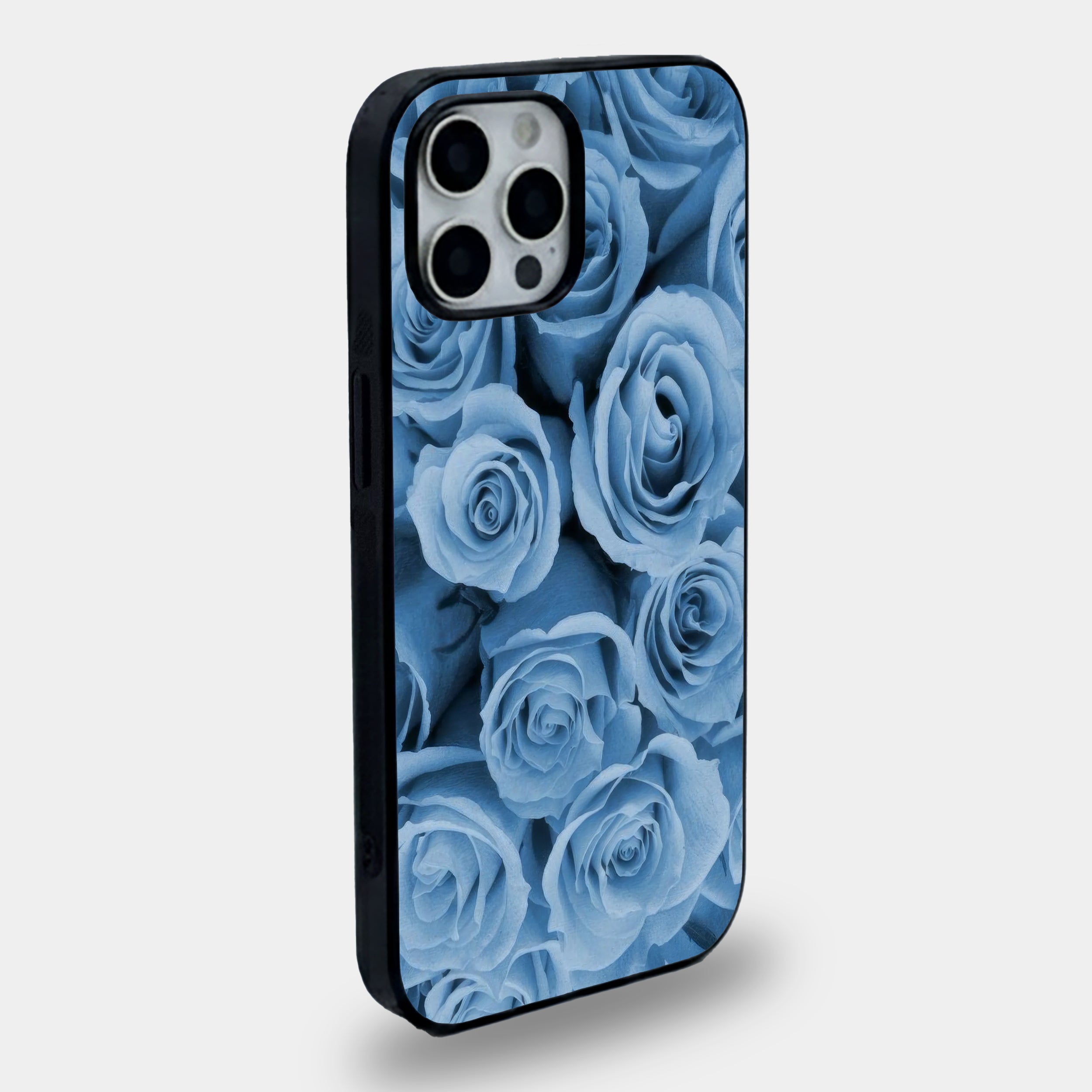 Blue Rose Floral | Premium Glass iPhone & Samsung Mobile Cover Case