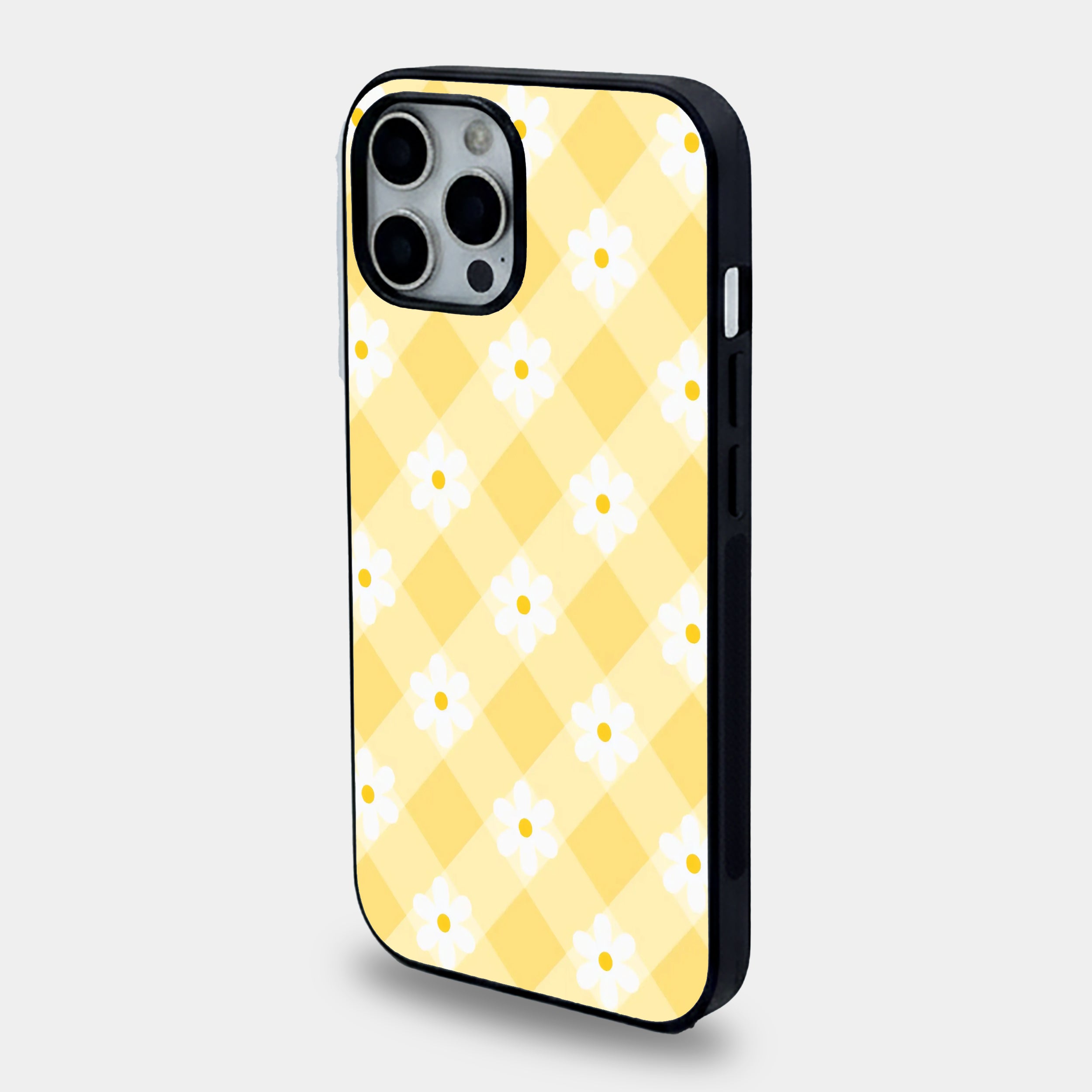 The Yellow Daisy Gingham | Premium Glass iPhone & Samsung Mobile Cover Case