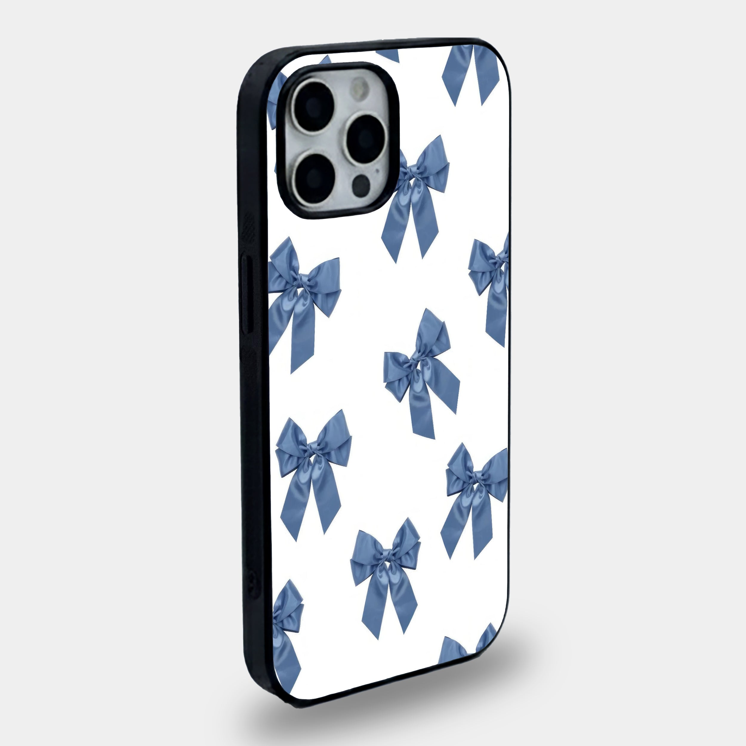 Vintage Blue Bow | Premium Glass iPhone & Samsung Mobile Cover Case