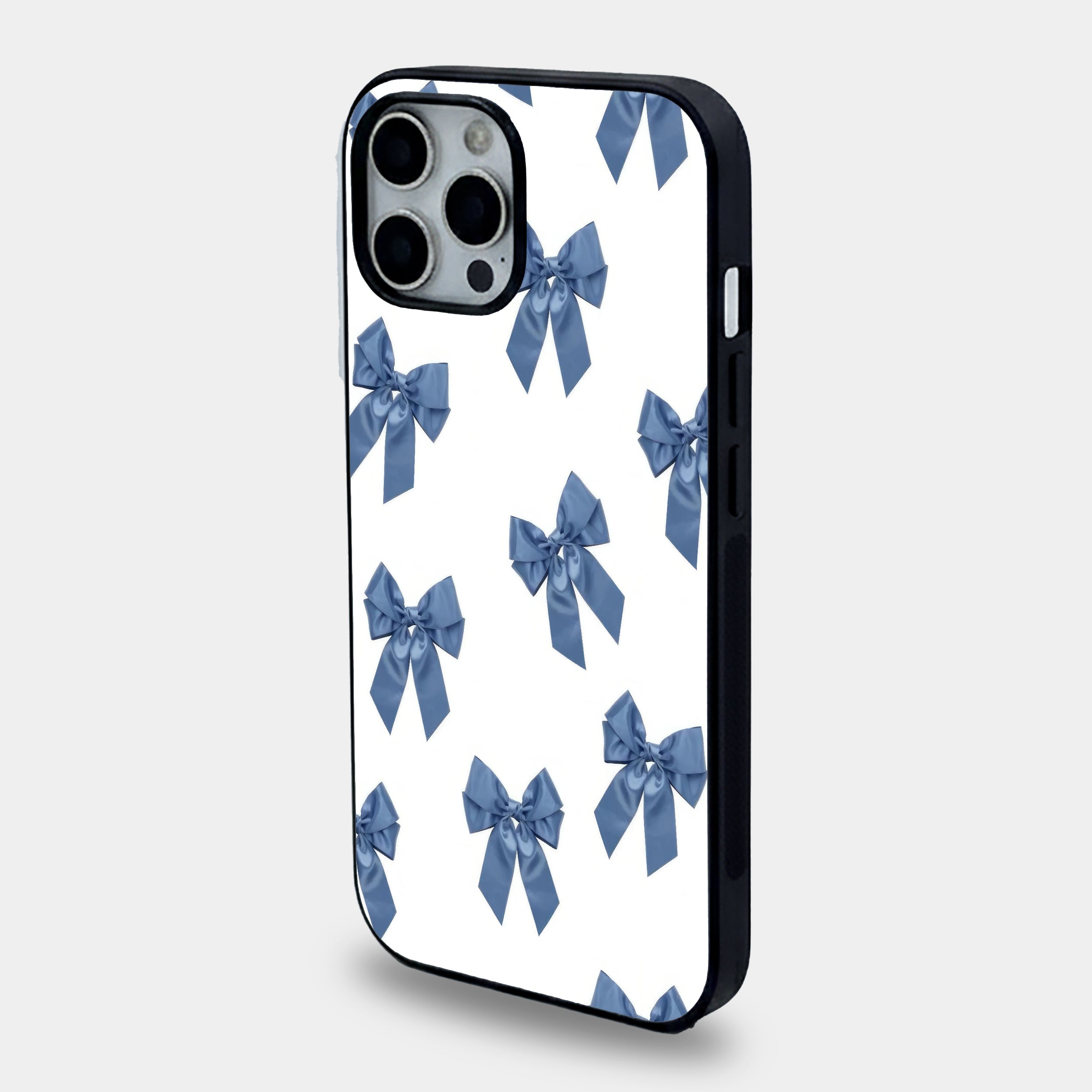 Vintage Blue Bow | Premium Glass iPhone & Samsung Mobile Cover Case