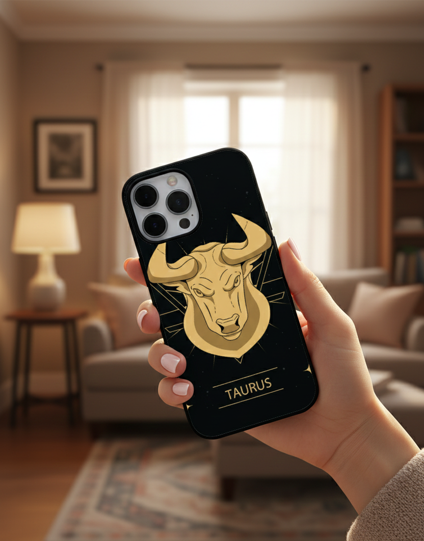 Taurus Bold Golden Bull | Premium Glass iPhone Mobile Cover Case